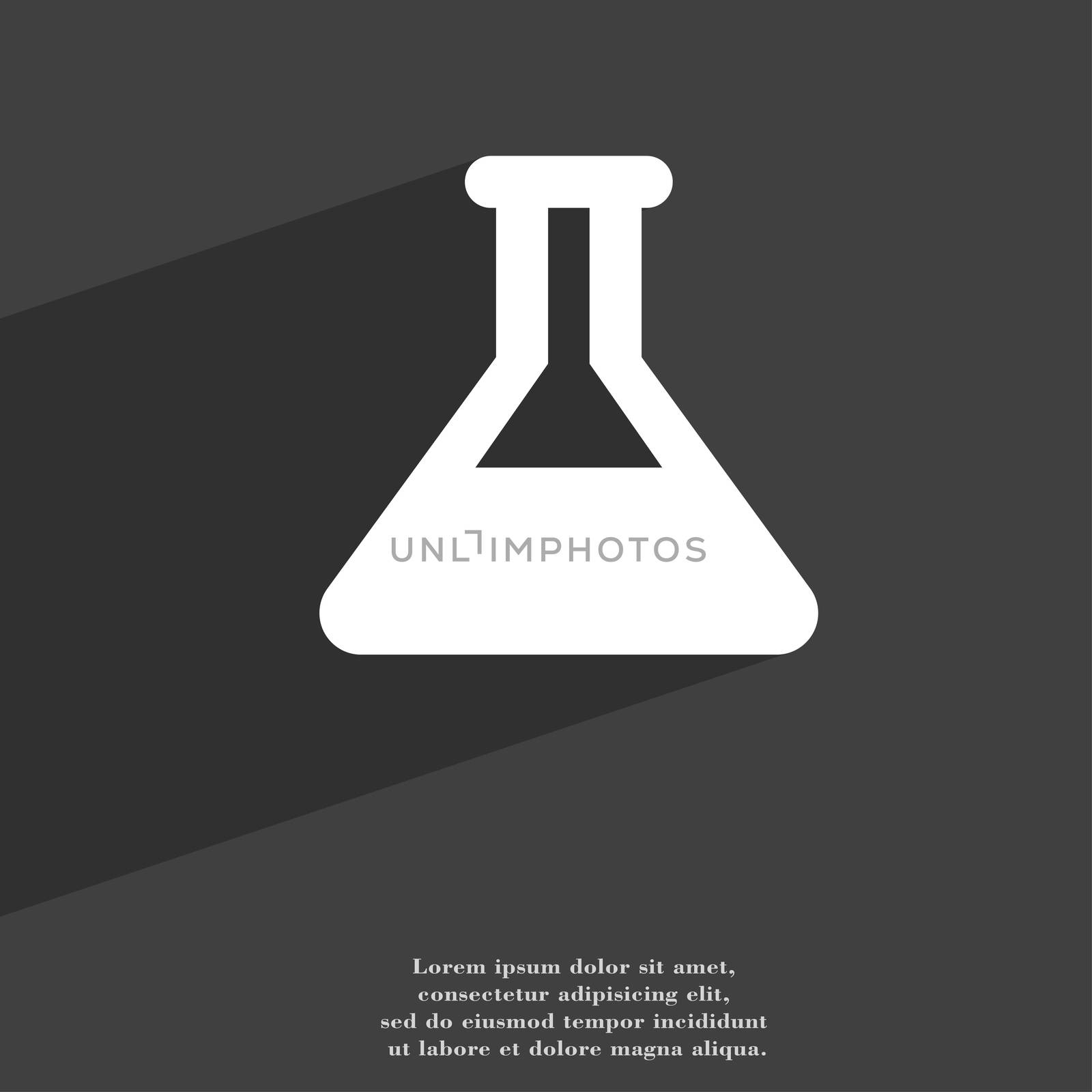 Conical Flask icon symbol Flat modern web design with long shadow and space for your text.  by serhii_lohvyniuk