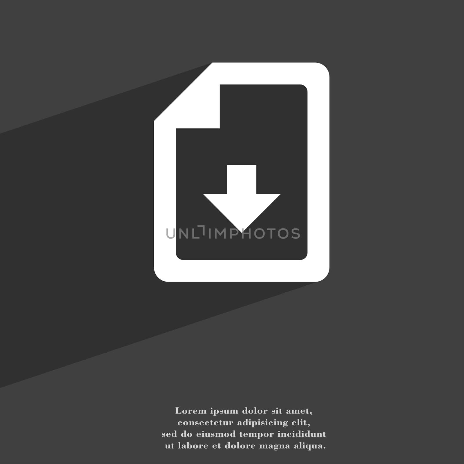 import, download file icon symbol Flat modern web design with long shadow and space for your text. illustration
