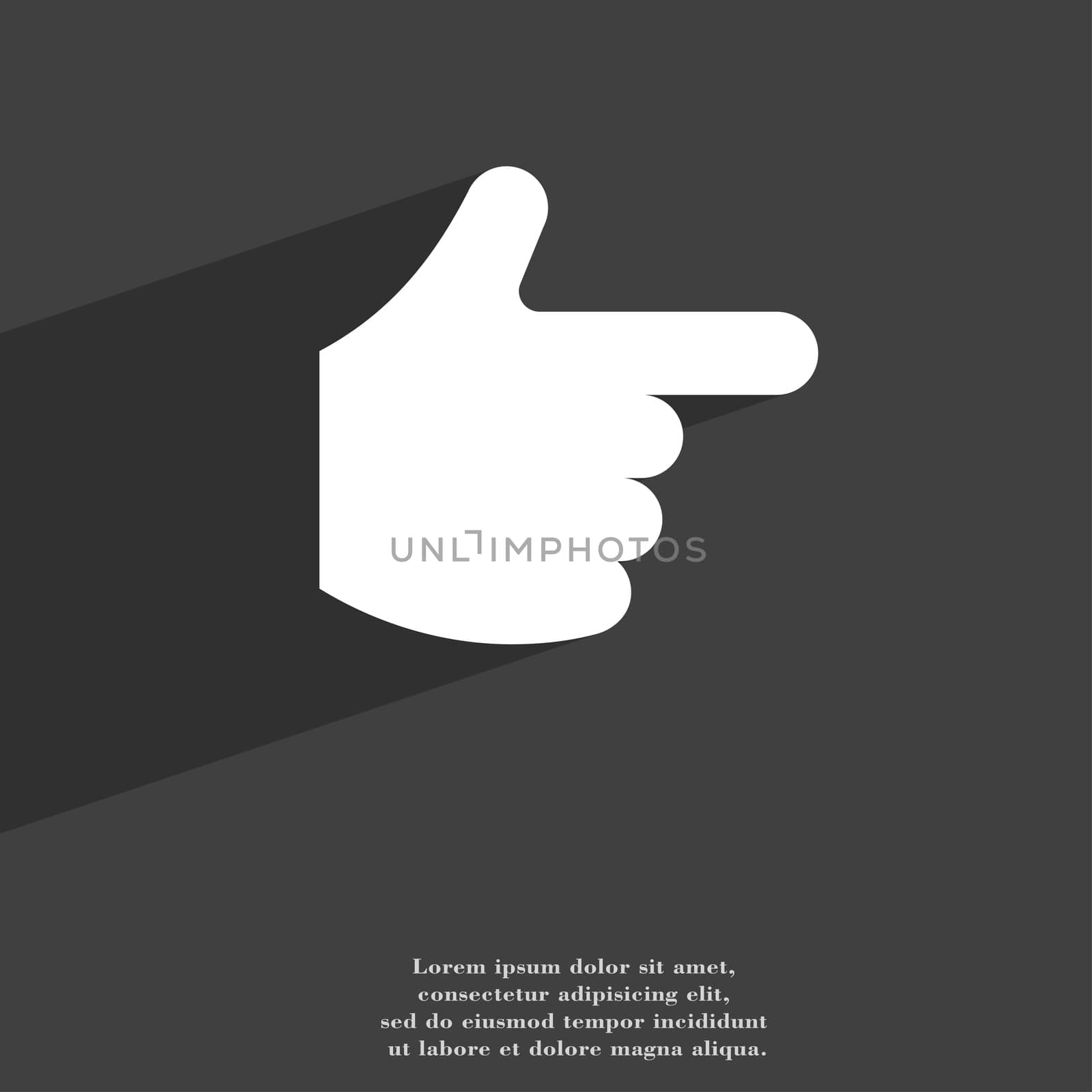 pointing hand icon symbol Flat modern web design with long shadow and space for your text.  by serhii_lohvyniuk