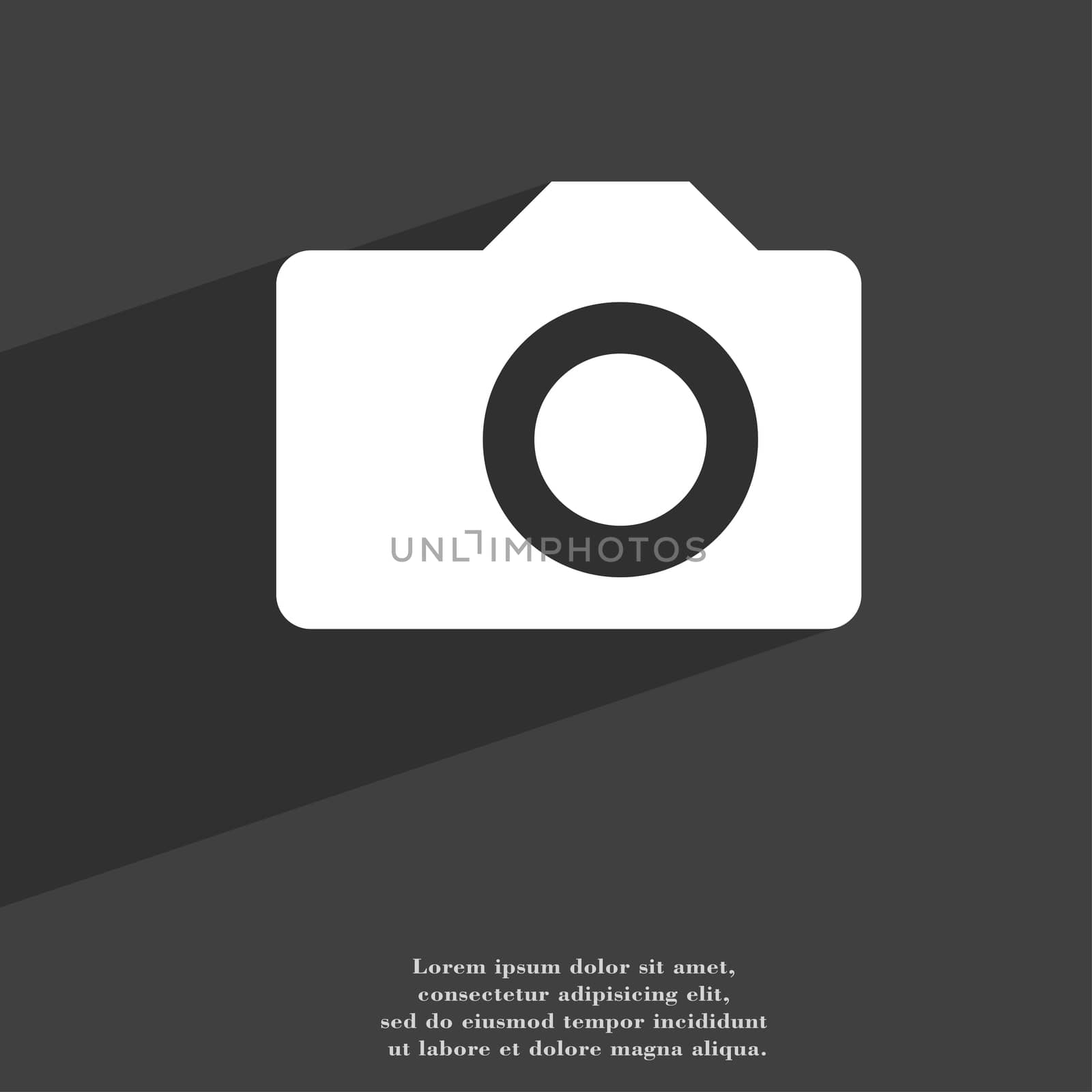 Digital photo camera icon symbol Flat modern web design with long shadow and space for your text. illustration