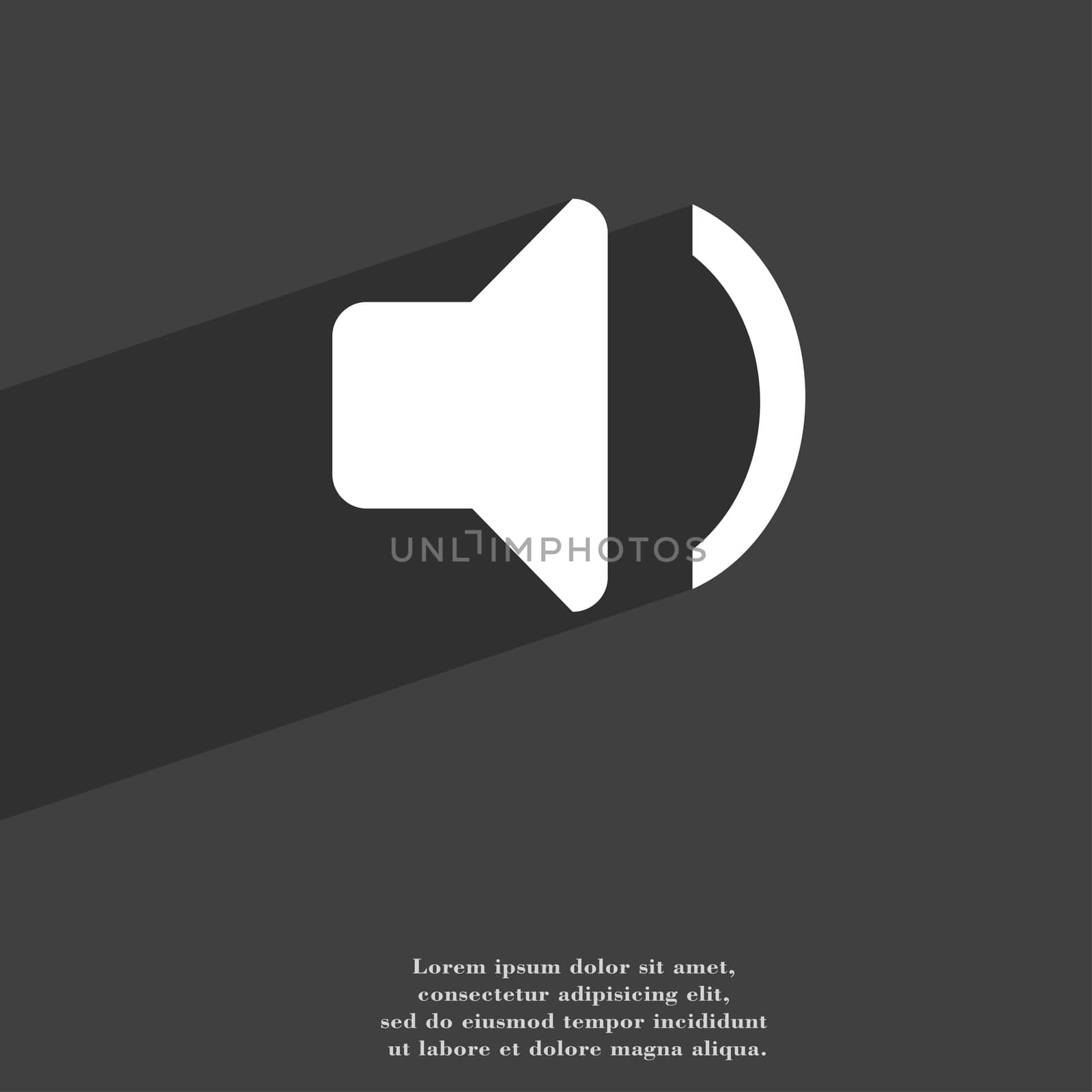 Speaker volume, Sound icon symbol Flat modern web design with long shadow and space for your text. illustration