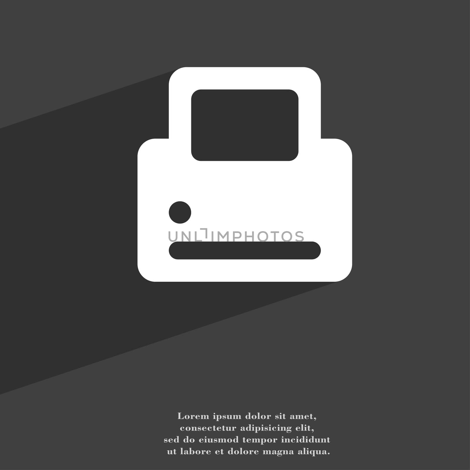 Printing icon symbol Flat modern web design with long shadow and space for your text. illustration