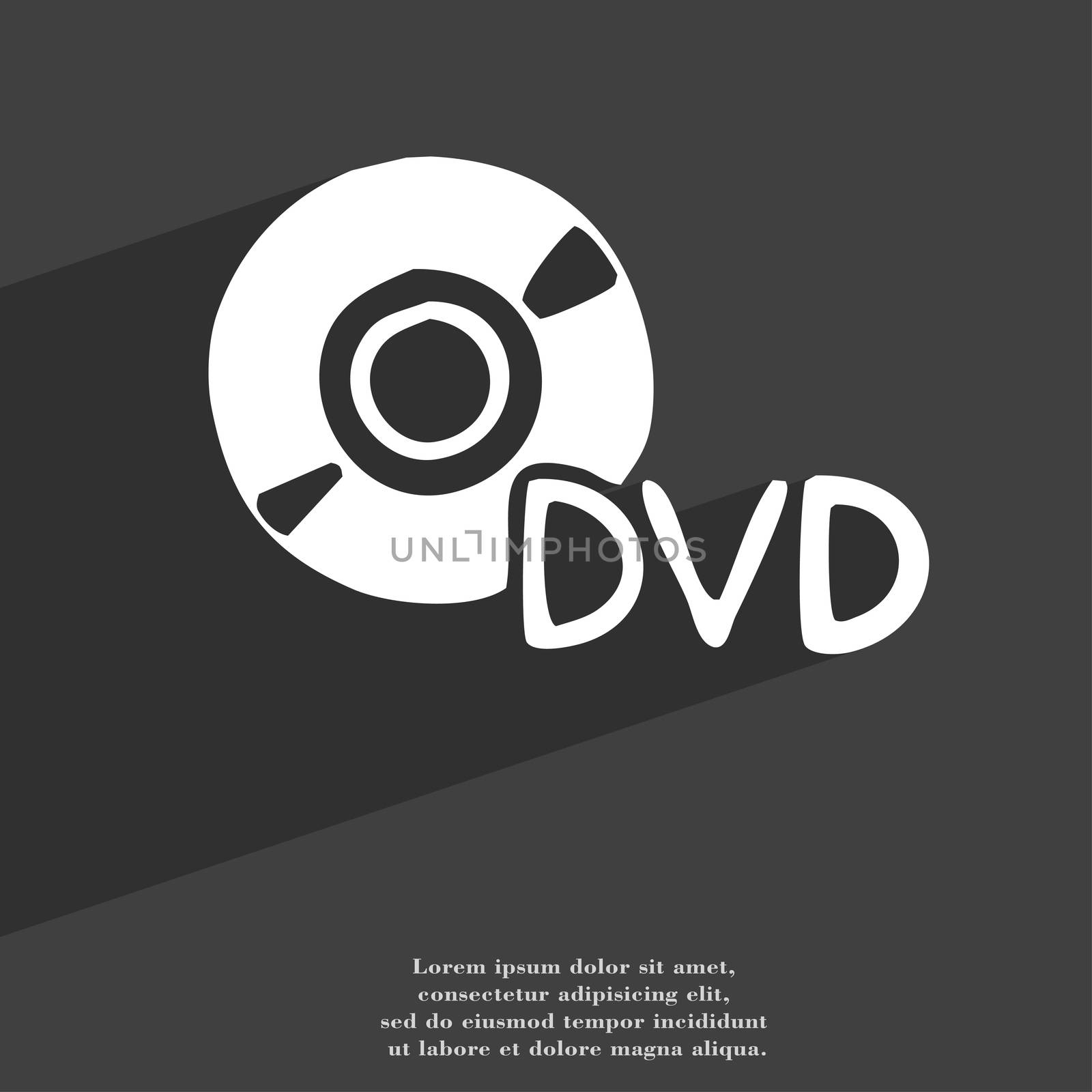 dvd icon symbol Flat modern web design with long shadow and space for your text. illustration