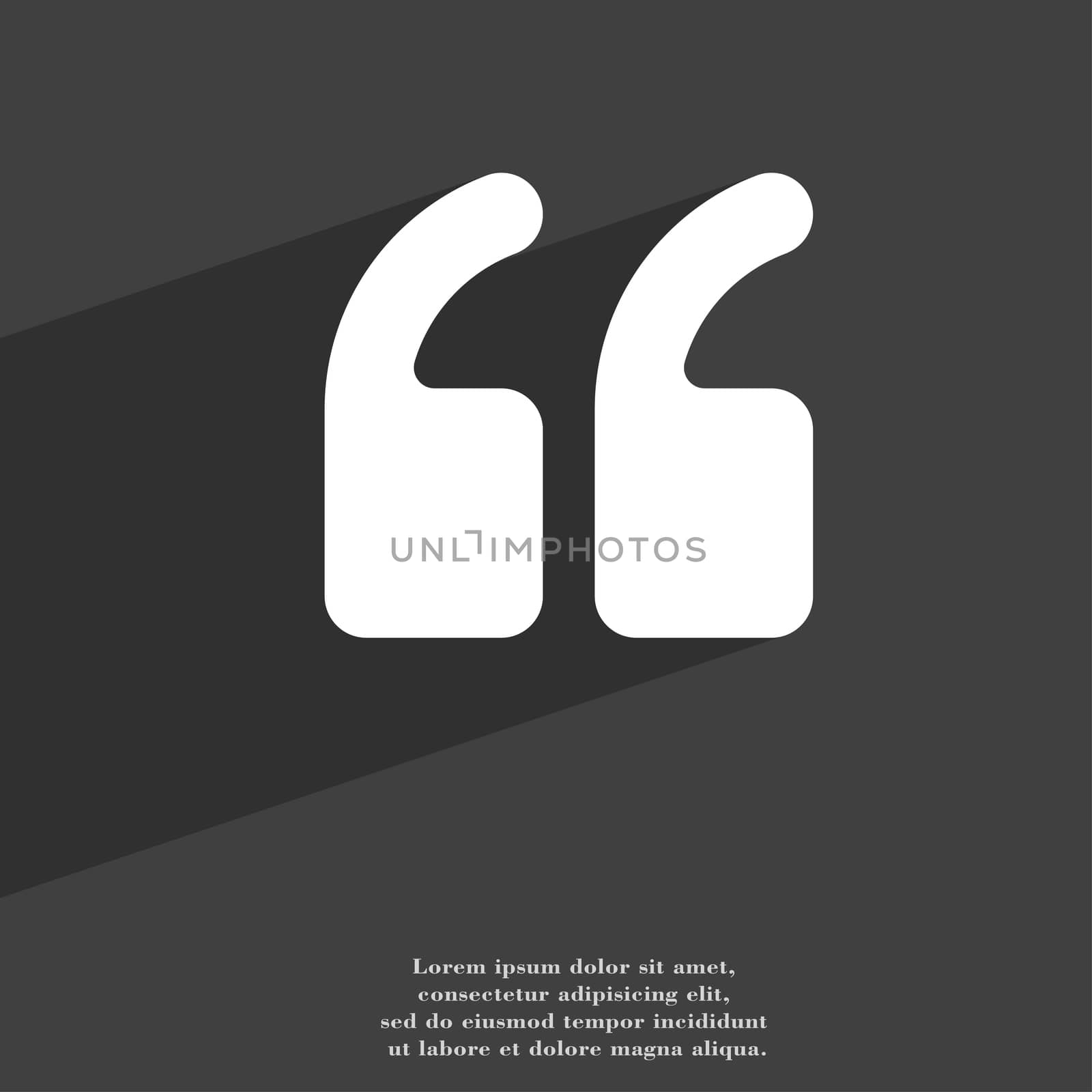 Double quotes at the beginning of words icon symbol Flat modern web design with long shadow and space for your text. illustration