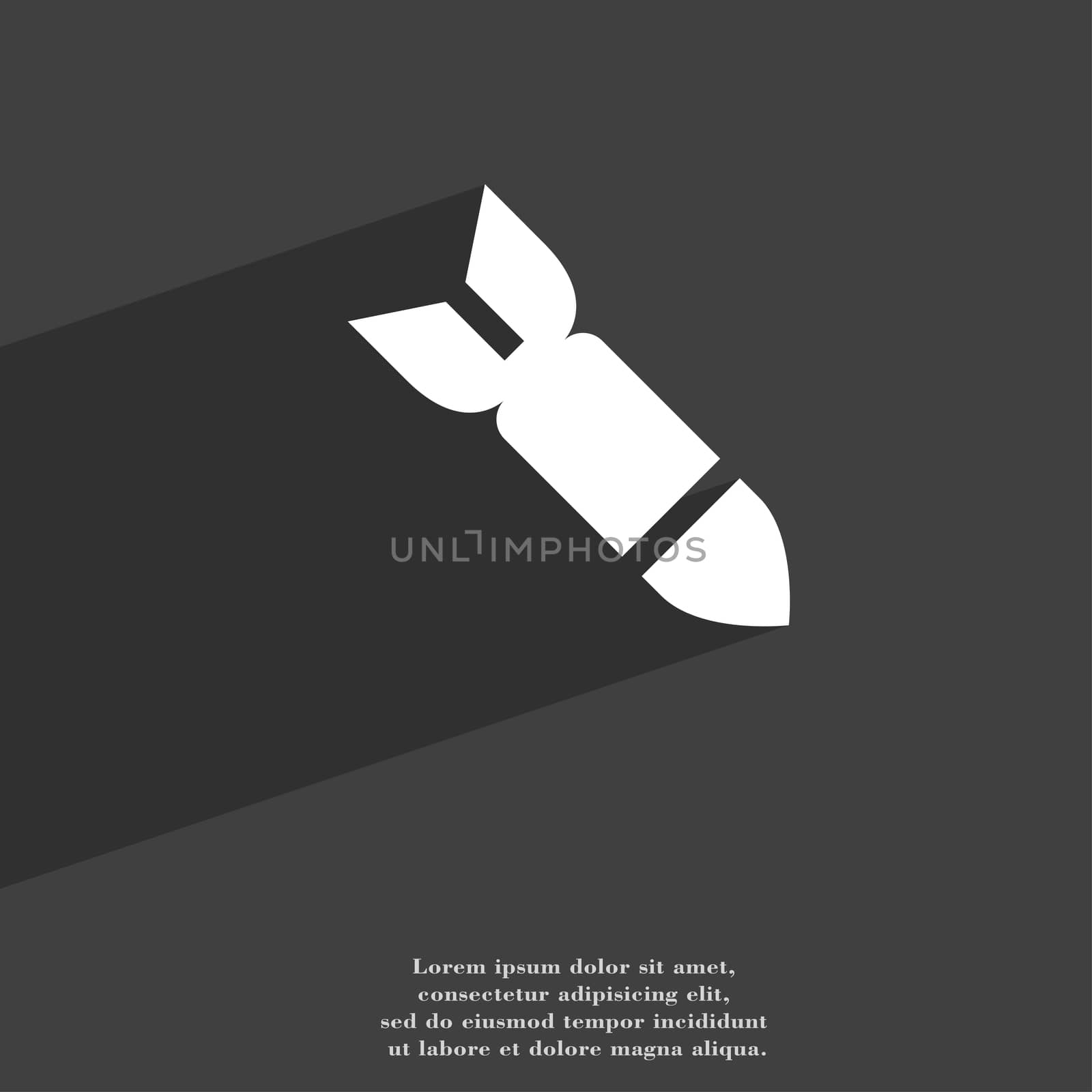 Missile,Rocket weapon icon symbol Flat modern web design with long shadow and space for your text. illustration