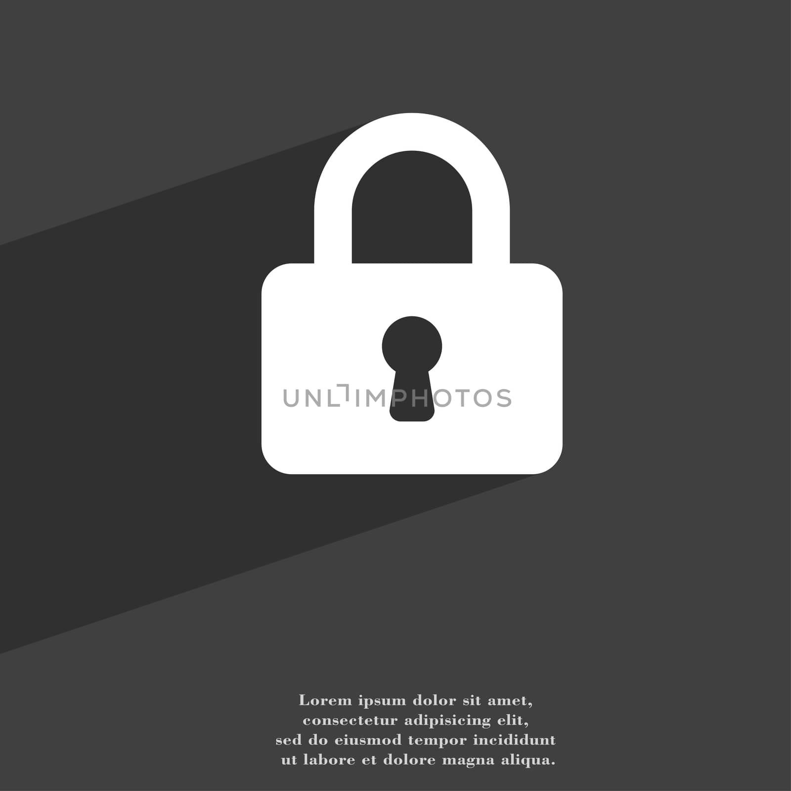 Pad Lock icon symbol Flat modern web design with long shadow and space for your text. illustration
