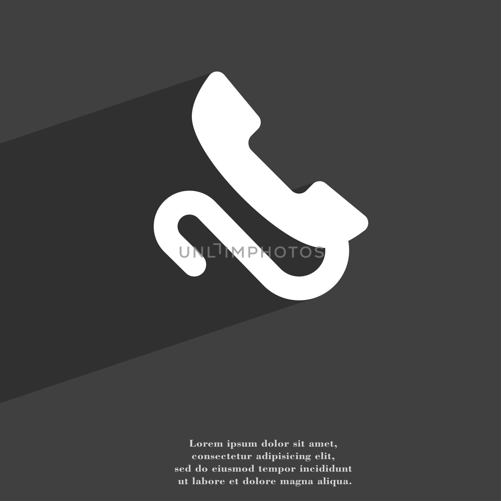 retro telephone handset icon symbol Flat modern web design with long shadow and space for your text. illustration