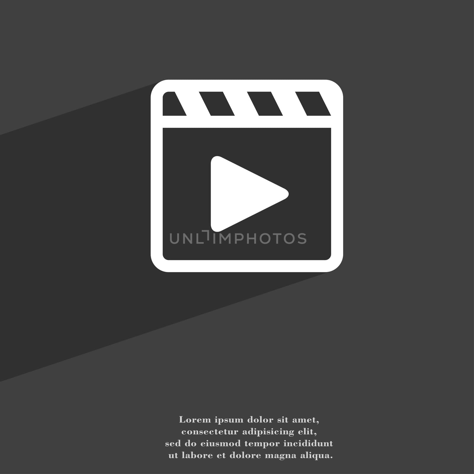 Play video icon symbol Flat modern web design with long shadow and space for your text. illustration