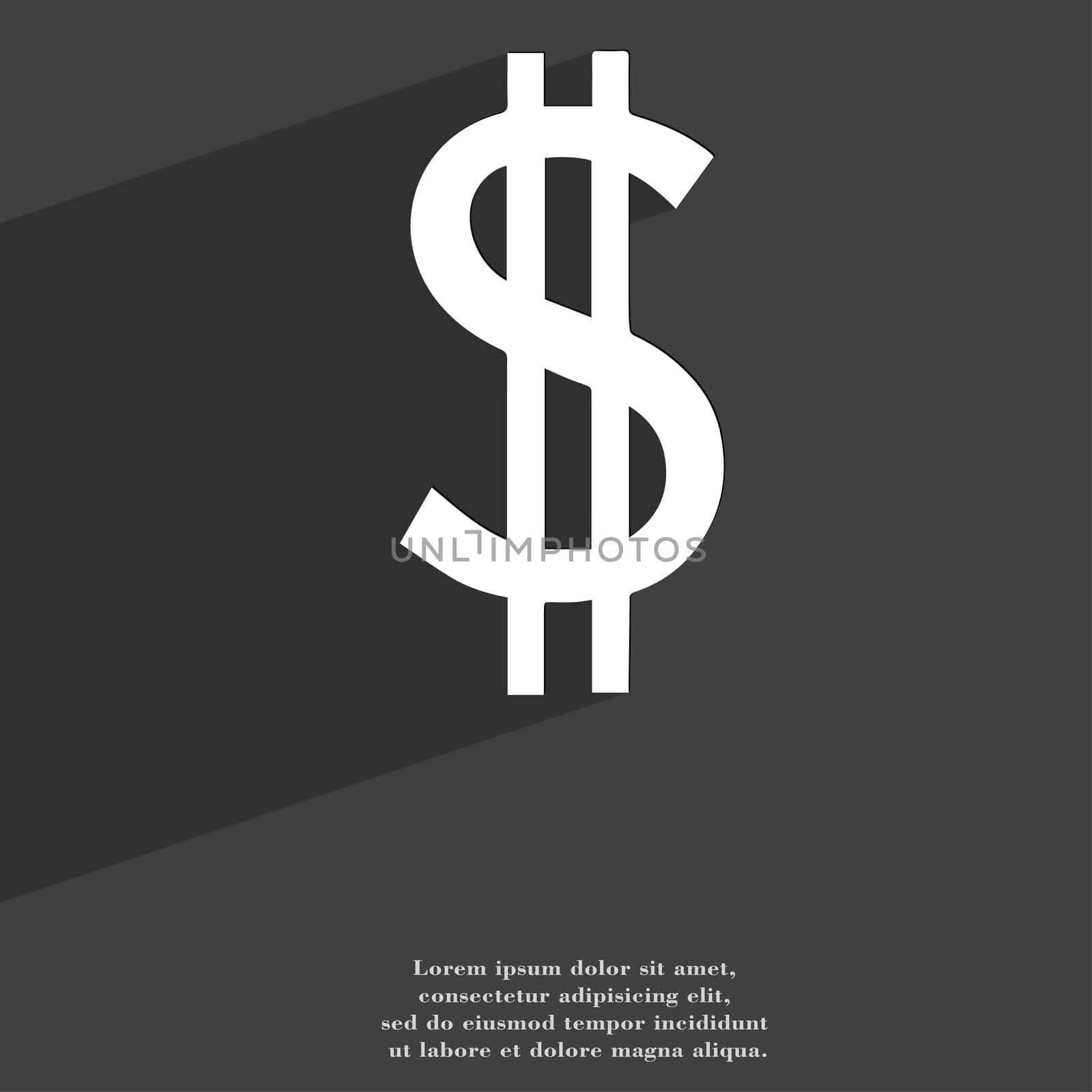 Dollars icon symbol Flat modern web design with long shadow and space for your text. illustration