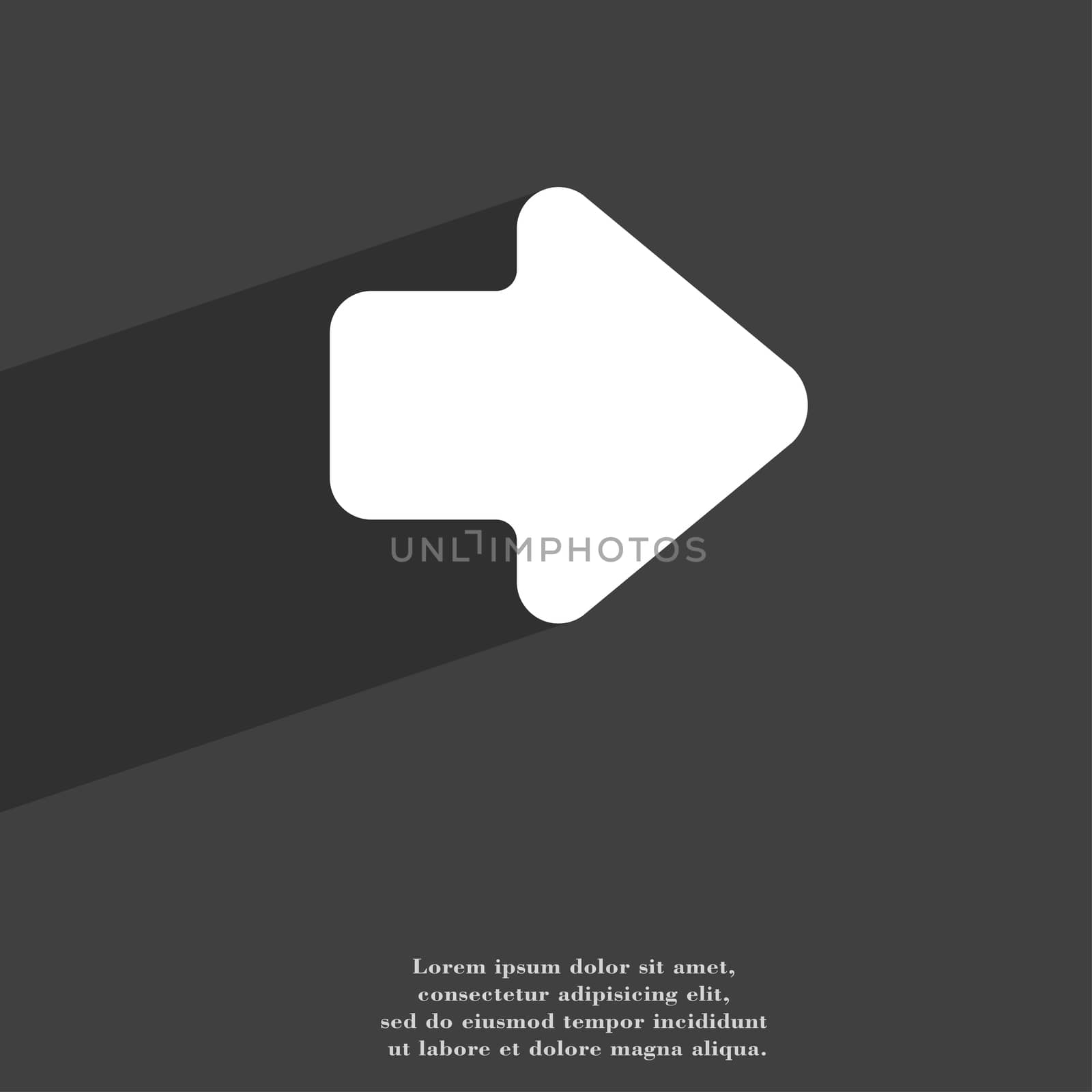 Arrow right, Next icon symbol Flat modern web design with long shadow and space for your text. illustration