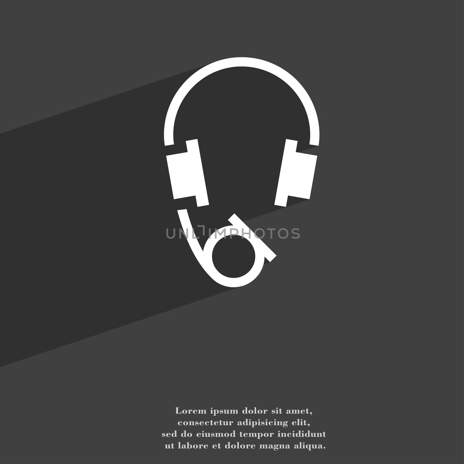 headsets icon symbol Flat modern web design with long shadow and space for your text. illustration