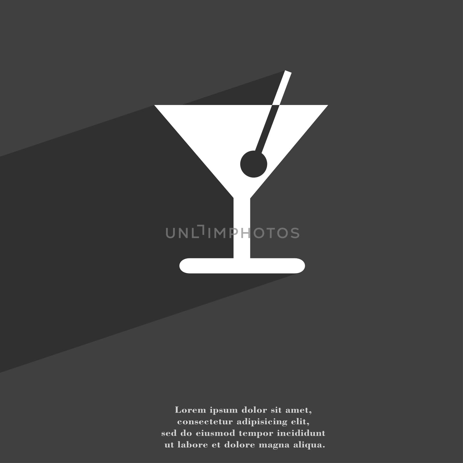 cocktail icon symbol Flat modern web design with long shadow and space for your text. illustration