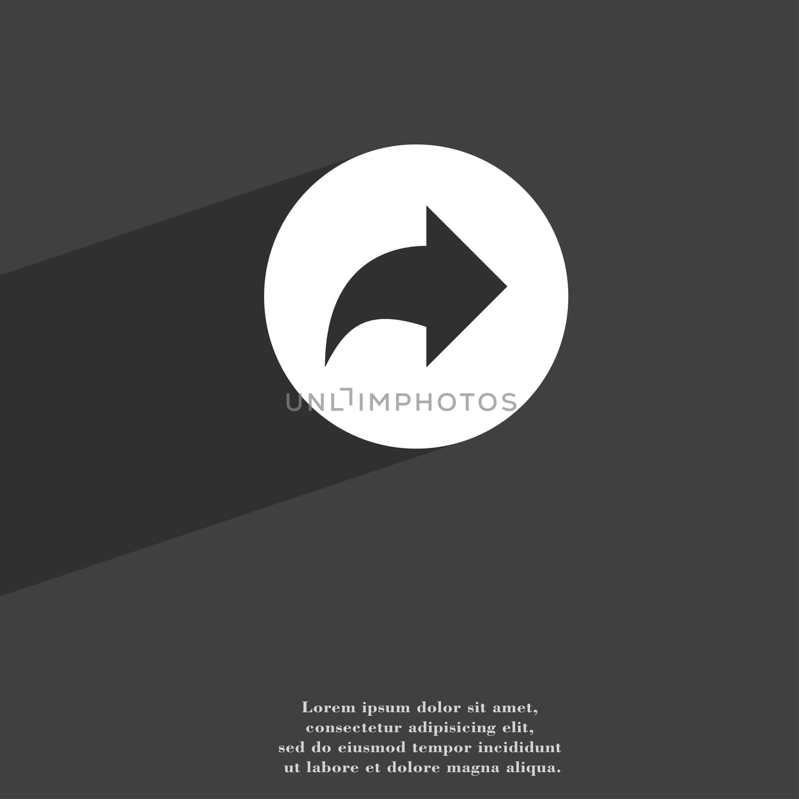 Arrow right, Next icon symbol Flat modern web design with long shadow and space for your text. illustration