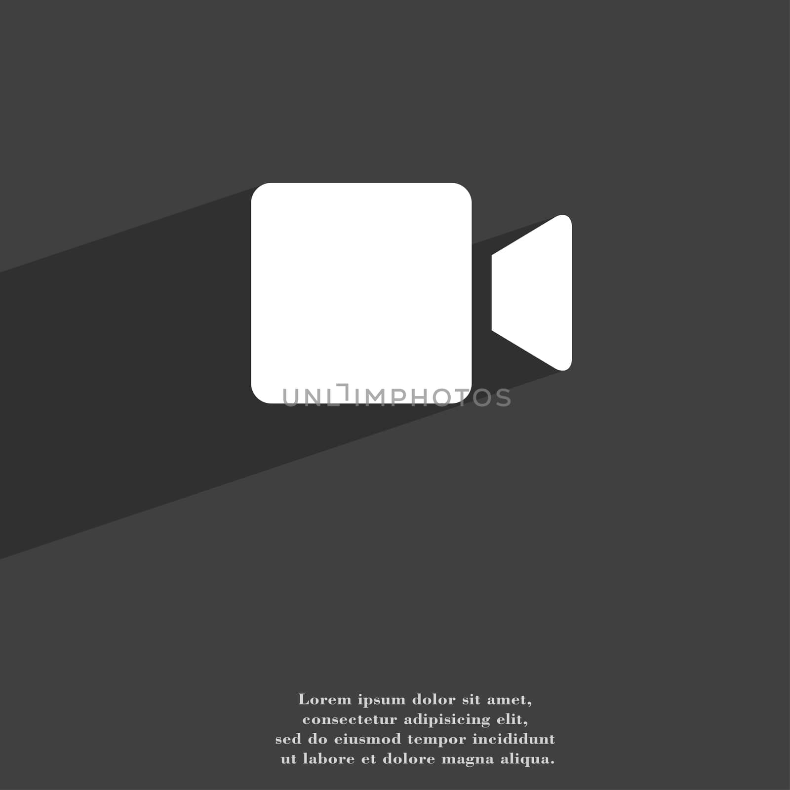 Video camera icon symbol Flat modern web design with long shadow and space for your text. illustration