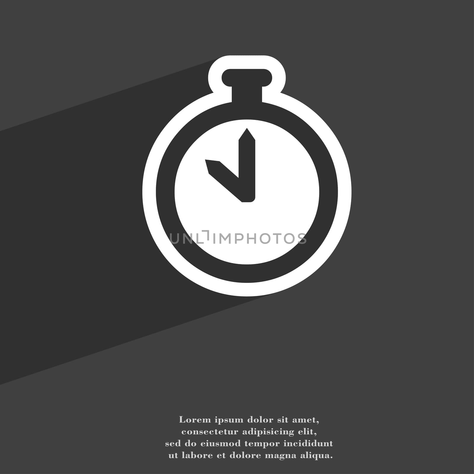The stopwatch icon symbol Flat modern web design with long shadow and space for your text. illustration