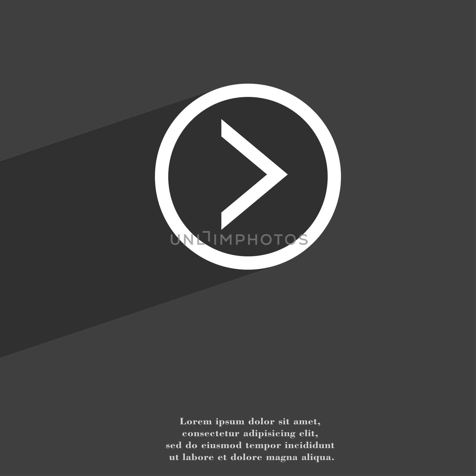 Arrow right, Next icon symbol Flat modern web design with long shadow and space for your text. illustration