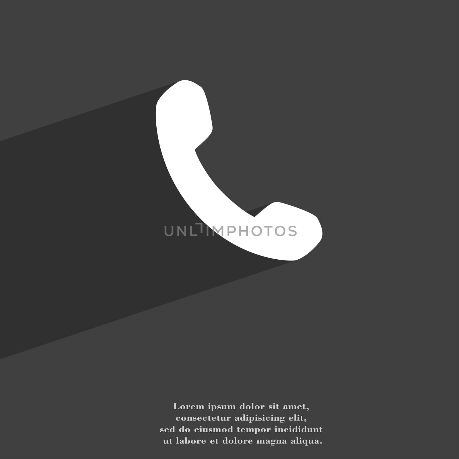 Phone, Support, Call center icon symbol Flat modern web design with long shadow and space for your text. illustration