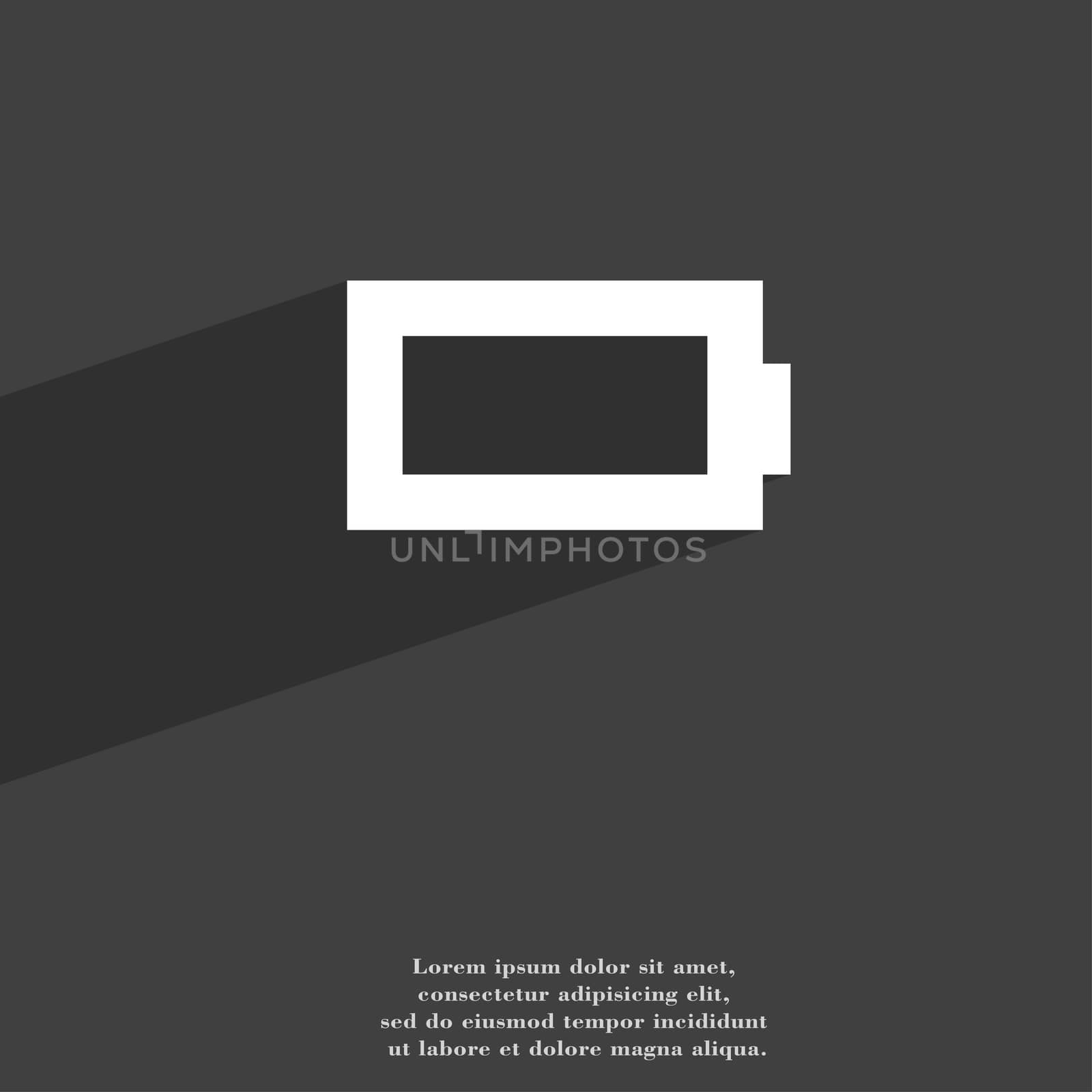 Battery empty icon symbol Flat modern web design with long shadow and space for your text. illustration