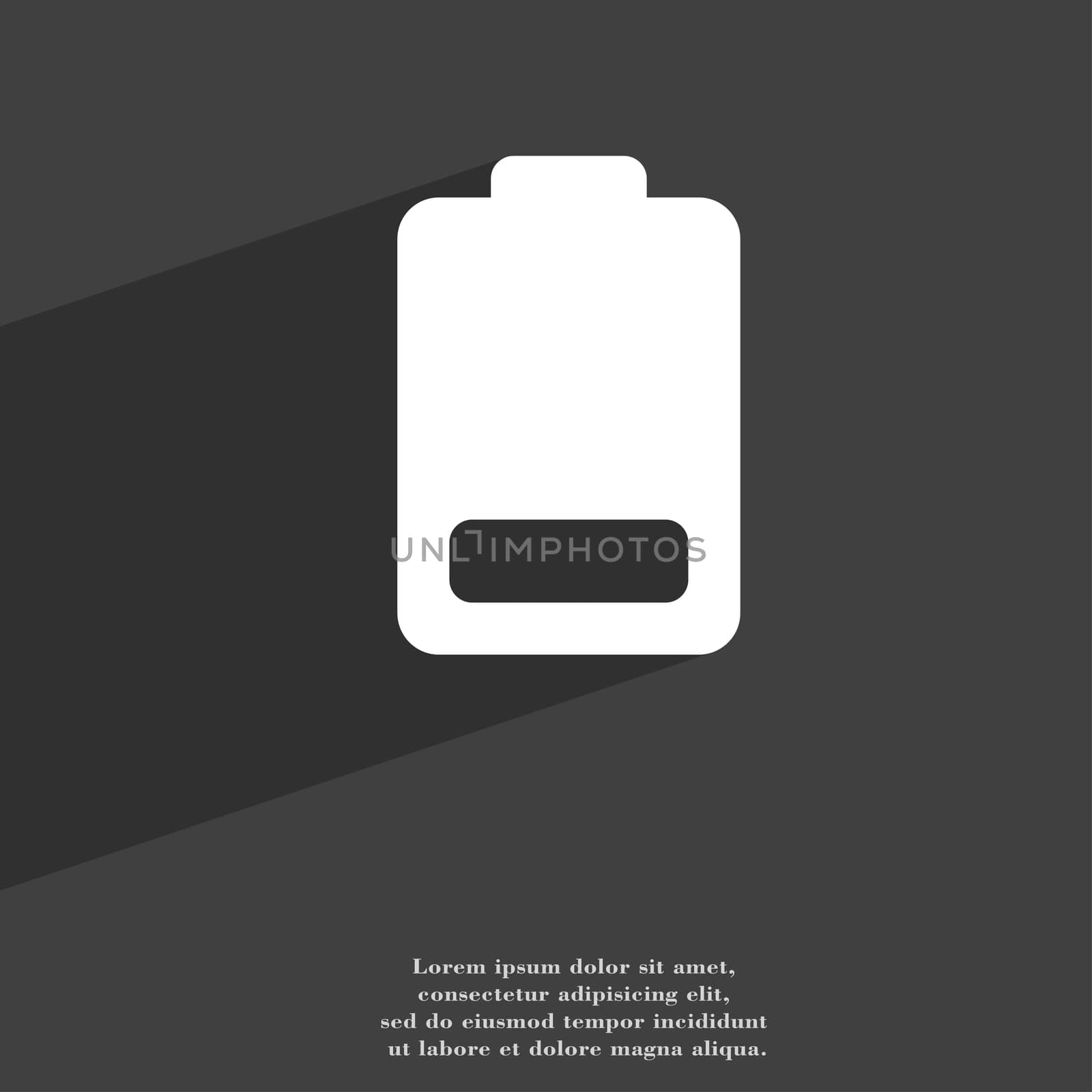 Battery low level, Electricity icon symbol Flat modern web design with long shadow and space for your text. illustration