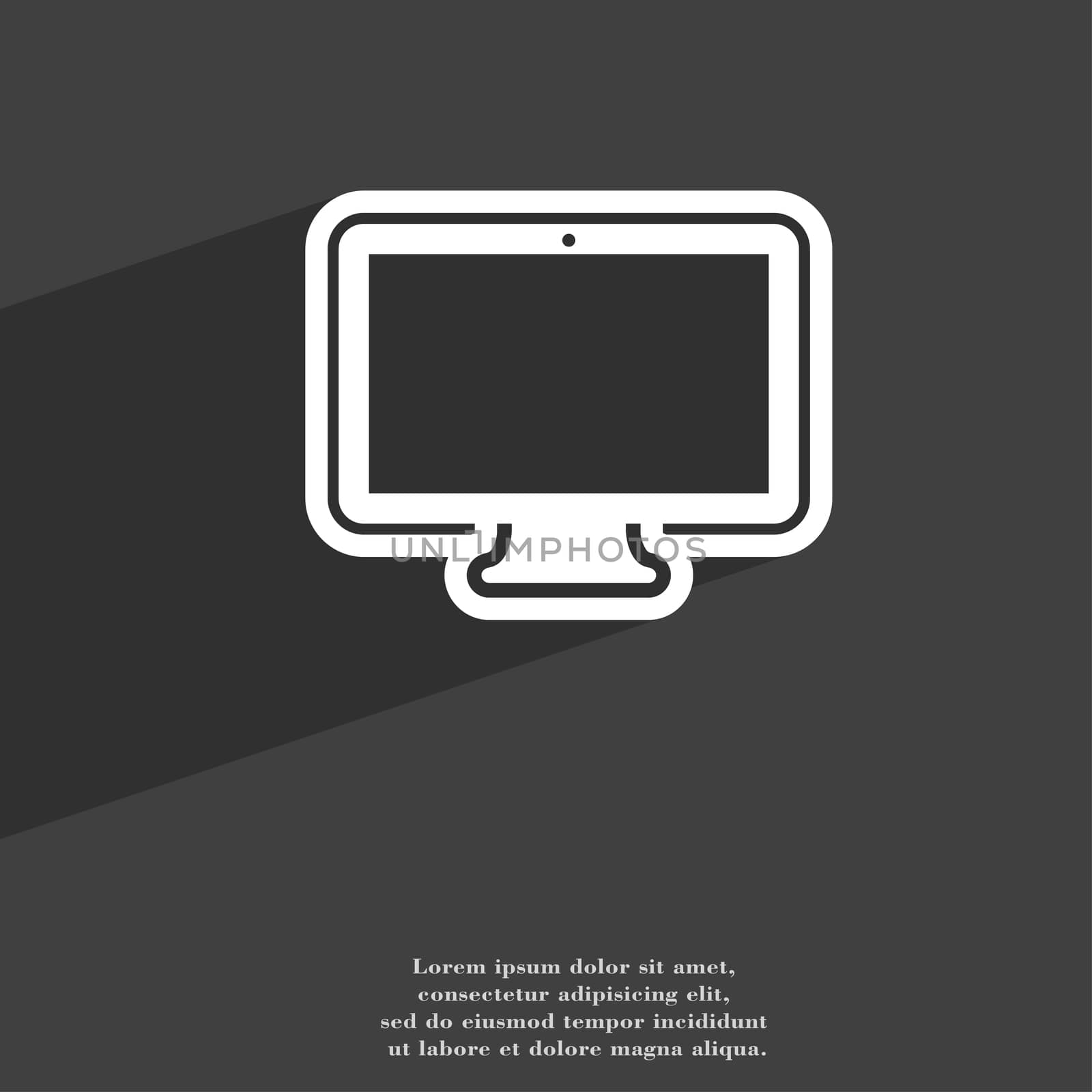 monitor icon symbol Flat modern web design with long shadow and space for your text.  by serhii_lohvyniuk