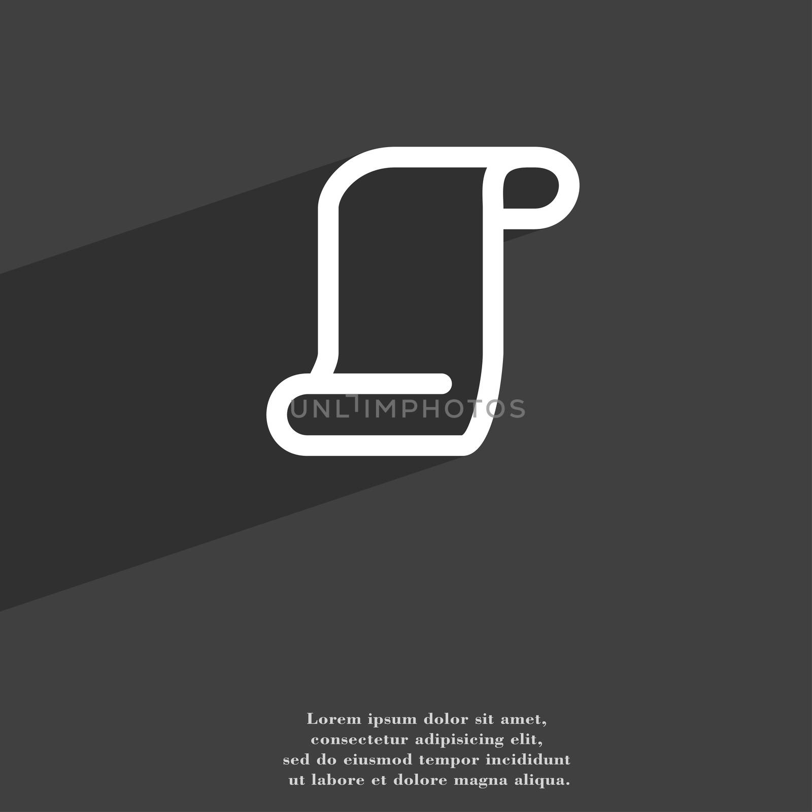 paper scroll icon symbol Flat modern web design with long shadow and space for your text. illustration