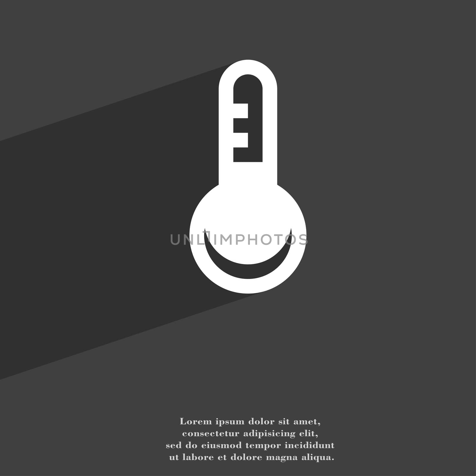 Thermometer, Temperature icon symbol Flat modern web design with long shadow and space for your text. illustration