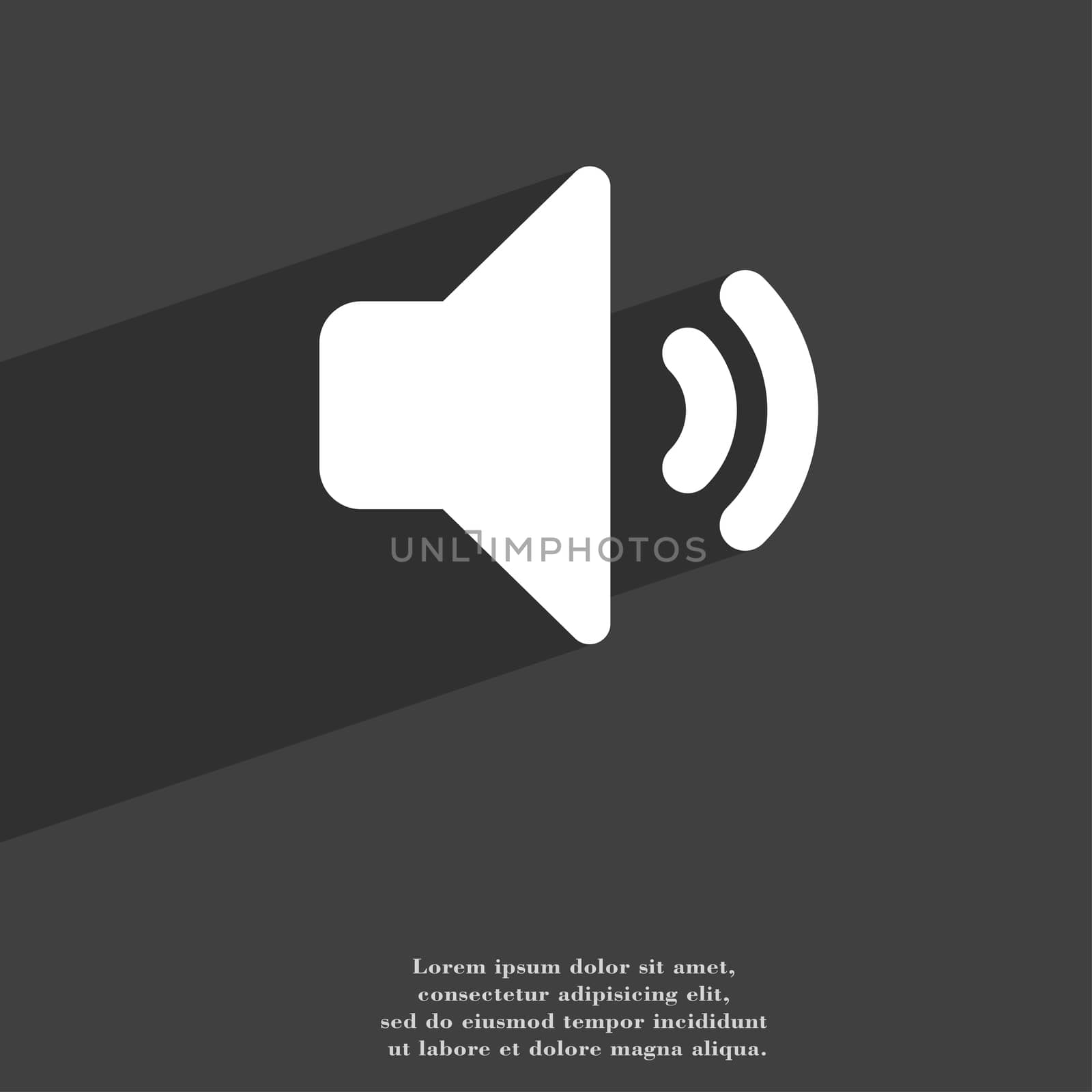 Speaker volume, Sound icon symbol Flat modern web design with long shadow and space for your text. illustration