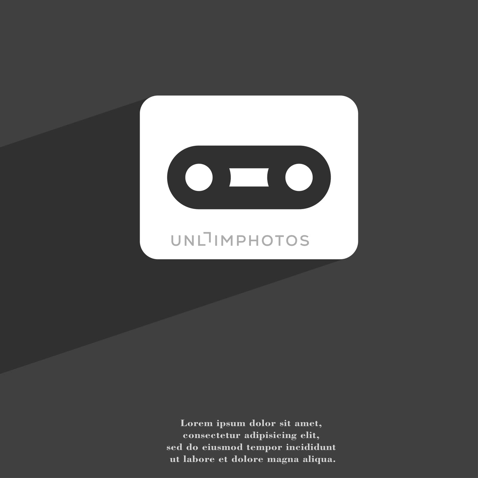 Cassette icon symbol Flat modern web design with long shadow and space for your text.  by serhii_lohvyniuk