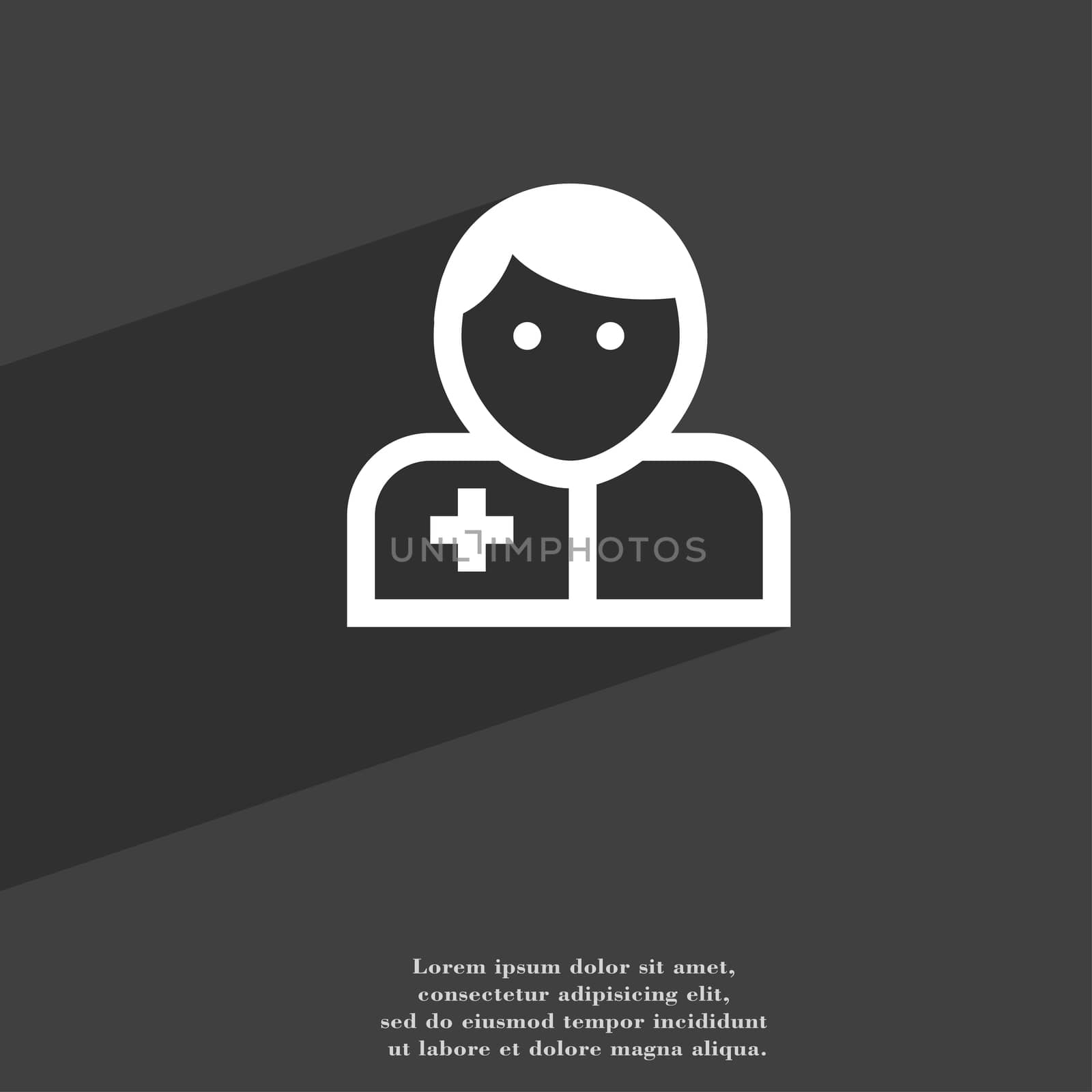 Doctor icon symbol Flat modern web design with long shadow and space for your text.  by serhii_lohvyniuk