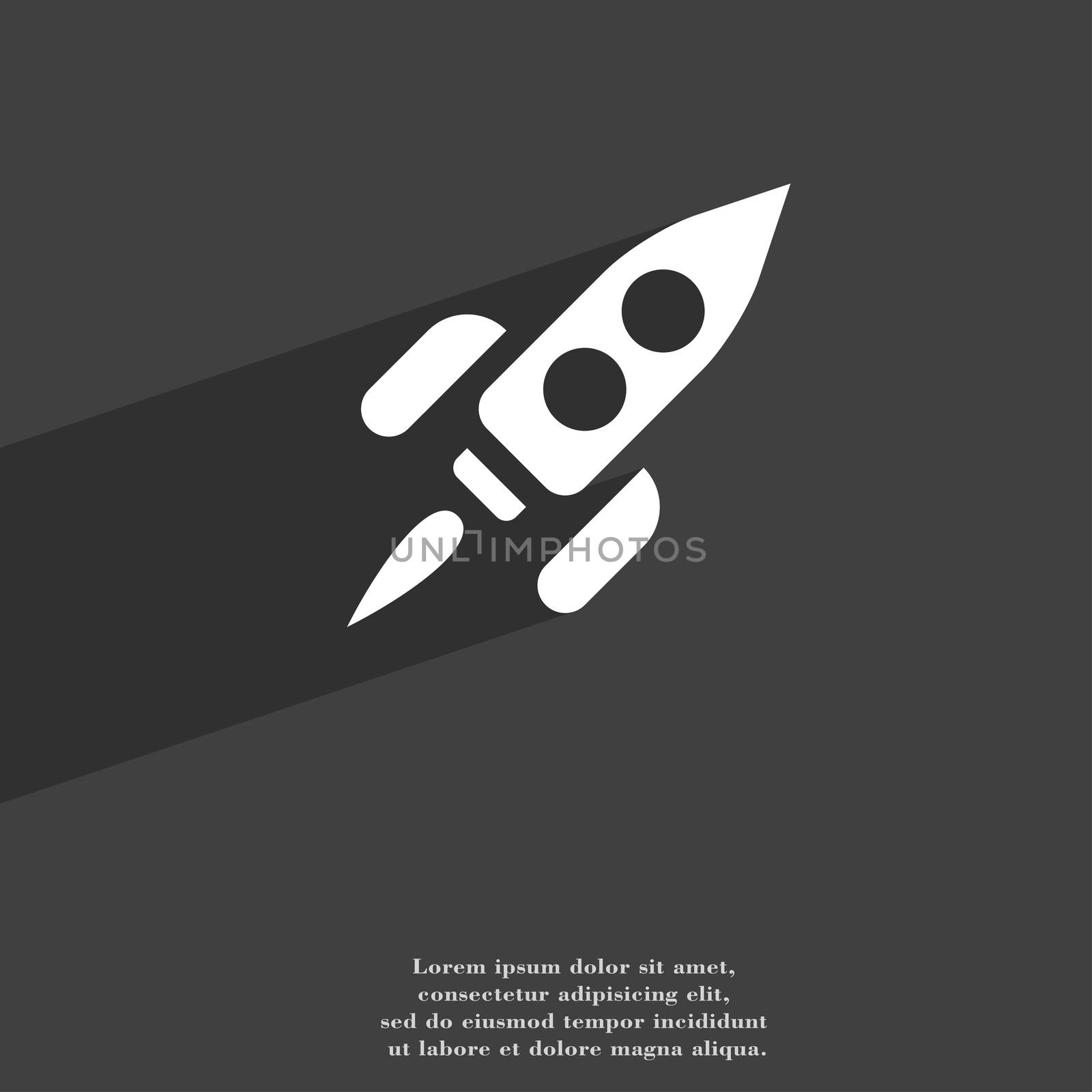 Rocket icon symbol Flat modern web design with long shadow and space for your text.  by serhii_lohvyniuk