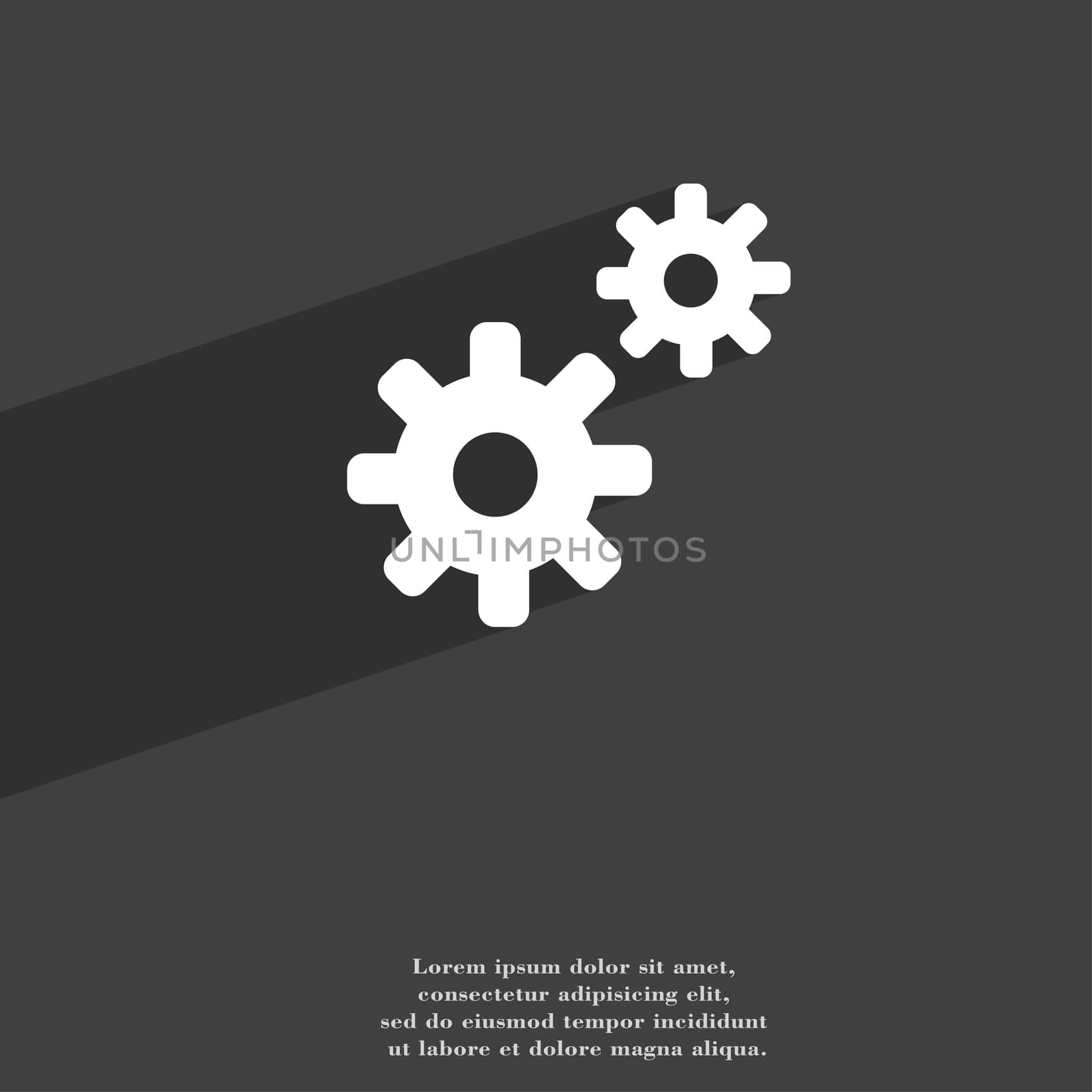 Cog settings, Cogwheel gear mechanism icon symbol Flat modern web design with long shadow and space for your text. illustration