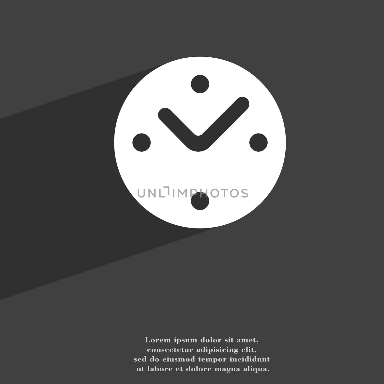 Mechanical Clock icon symbol Flat modern web design with long shadow and space for your text. illustration