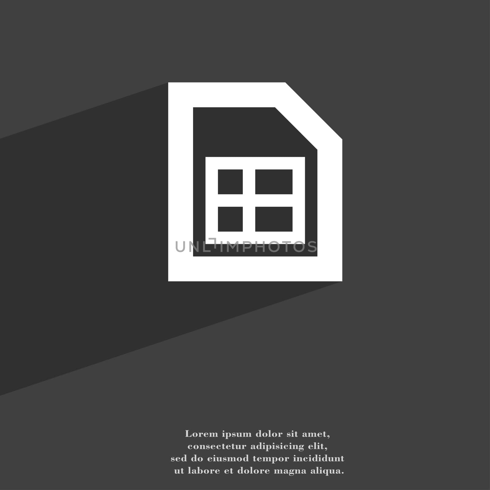  File document icon symbol Flat modern web design with long shadow and space for your text. illustration