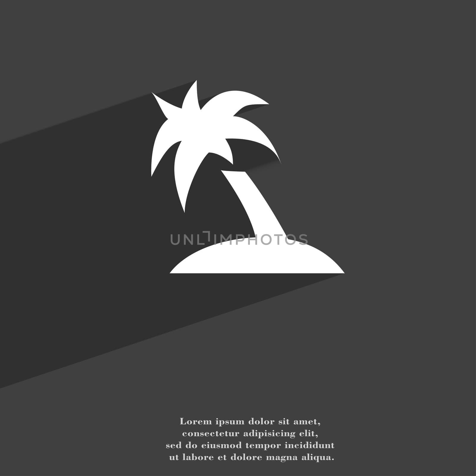 Palm Tree, Travel trip icon symbol Flat modern web design with long shadow and space for your text. illustration