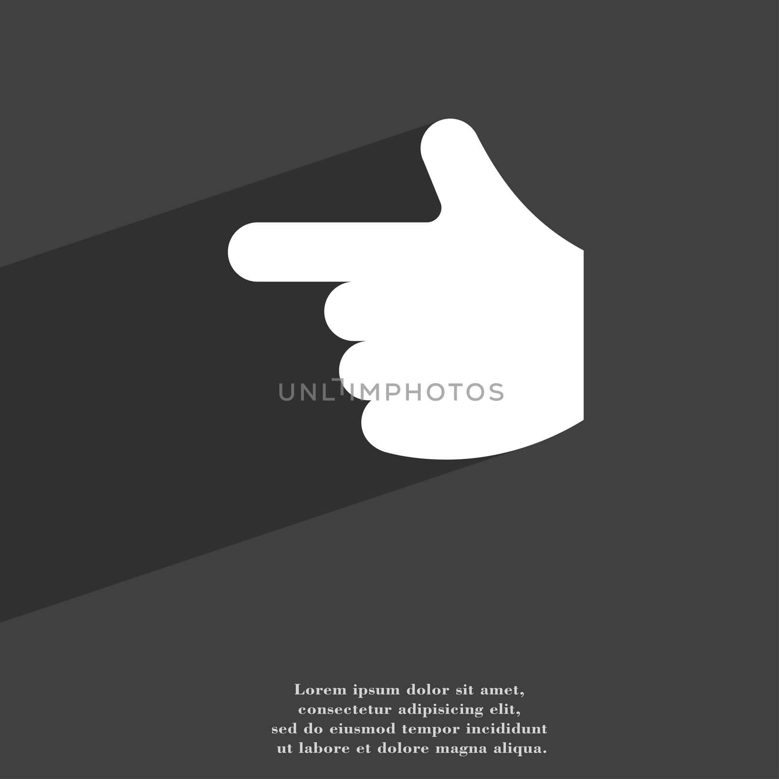 pointing hand icon symbol Flat modern web design with long shadow and space for your text. illustration