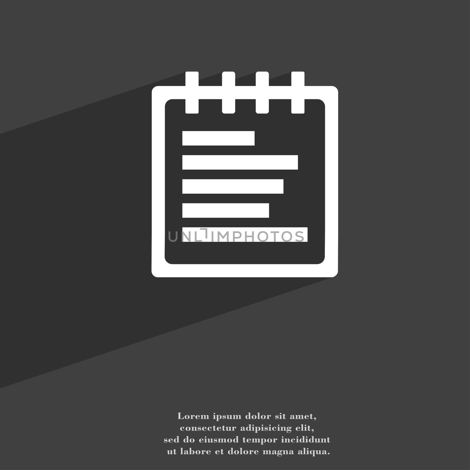 Notepad icon symbol Flat modern web design with long shadow and space for your text.  by serhii_lohvyniuk