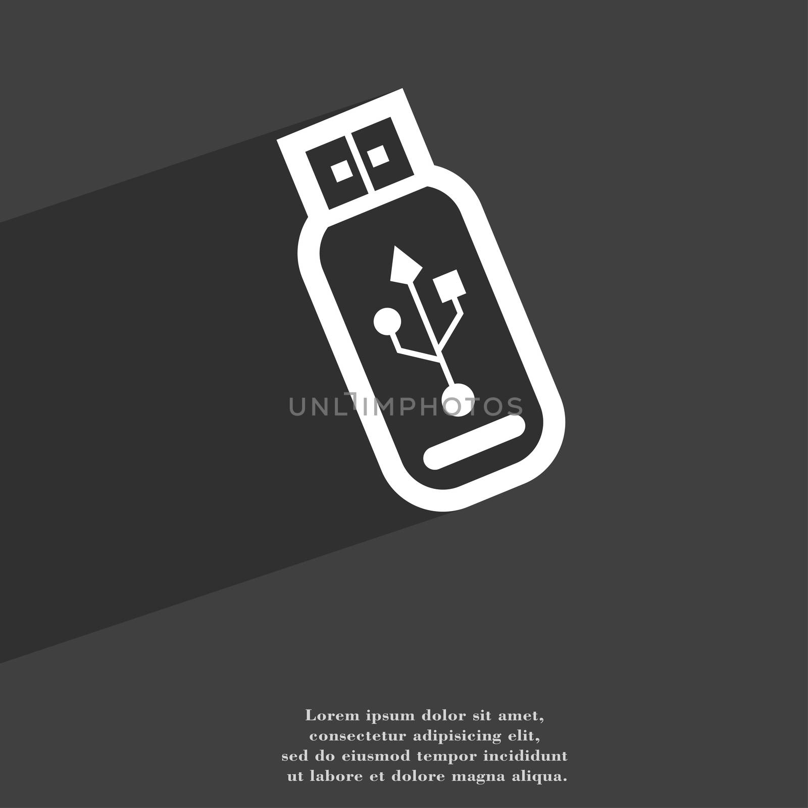 Usb flash drive icon symbol Flat modern web design with long shadow and space for your text. illustration