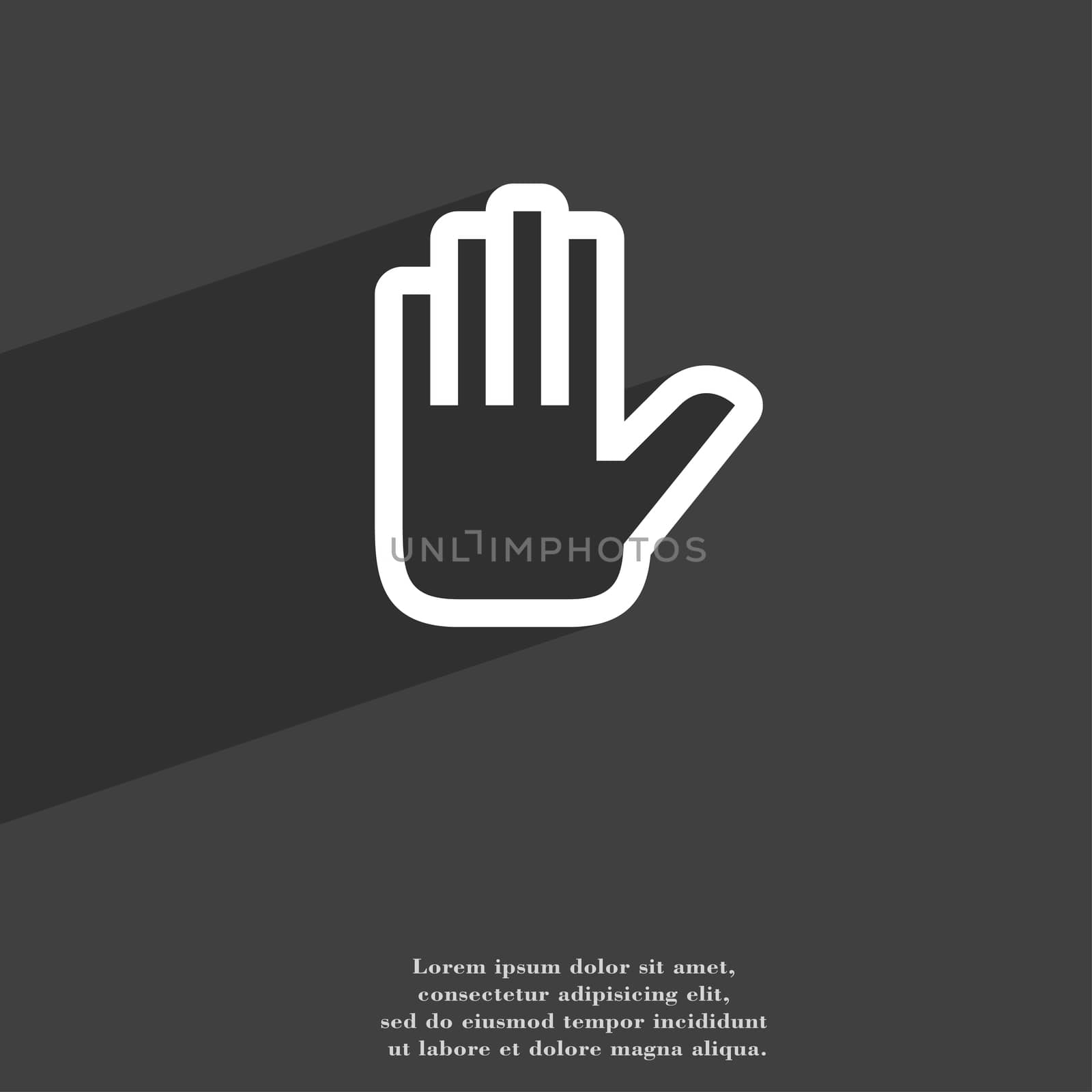 Hand print, Stop icon symbol Flat modern web design with long shadow and space for your text. illustration