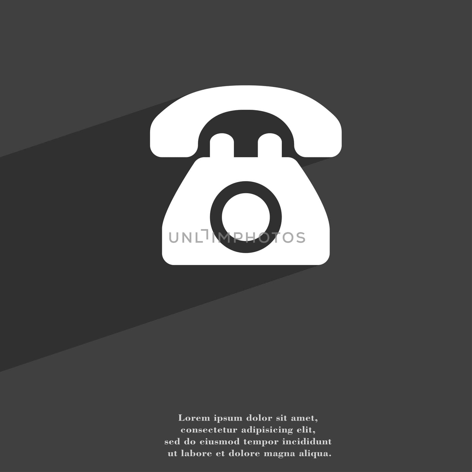 Retro telephone icon symbol Flat modern web design with long shadow and space for your text. illustration