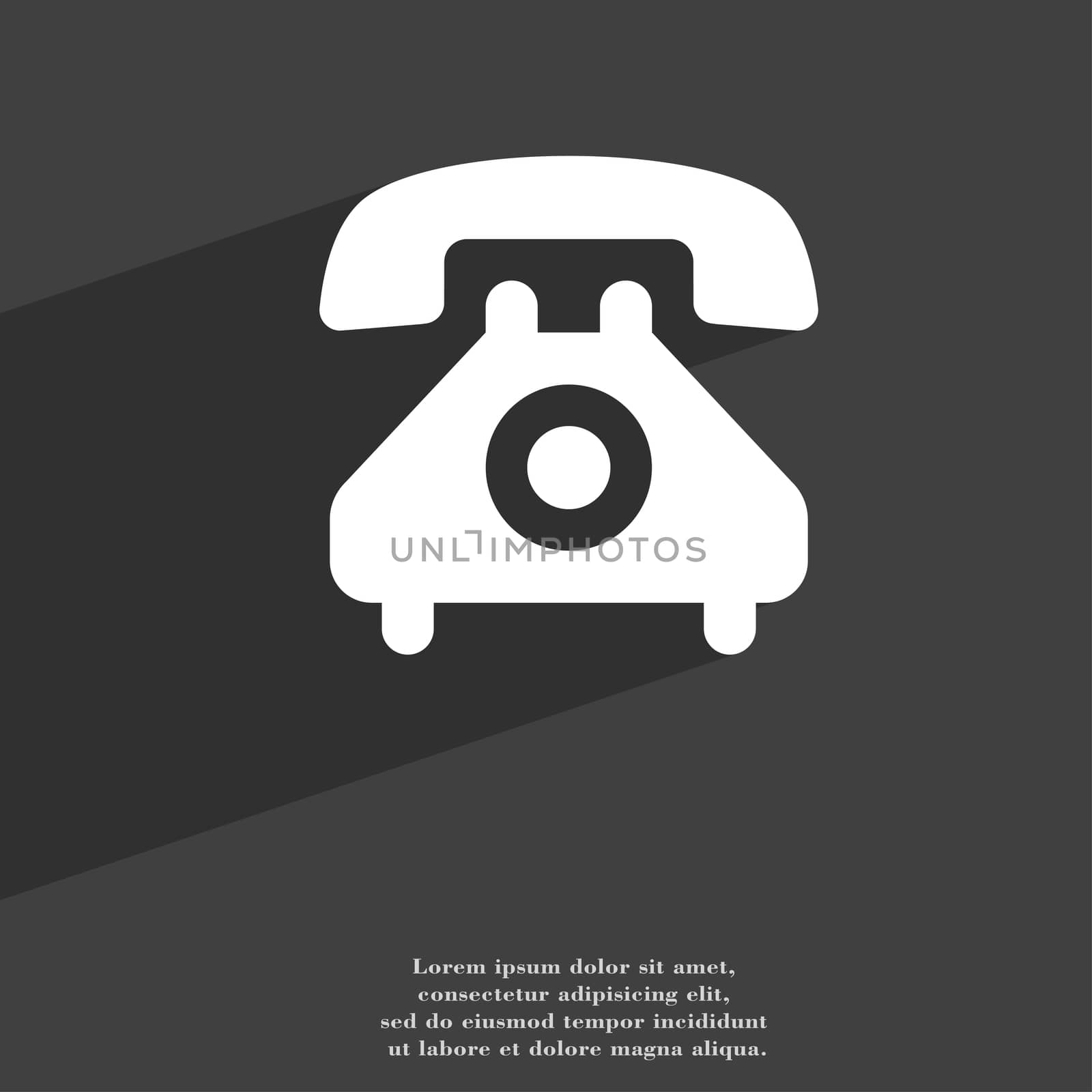 retro telephone handset icon symbol Flat modern web design with long shadow and space for your text. illustration