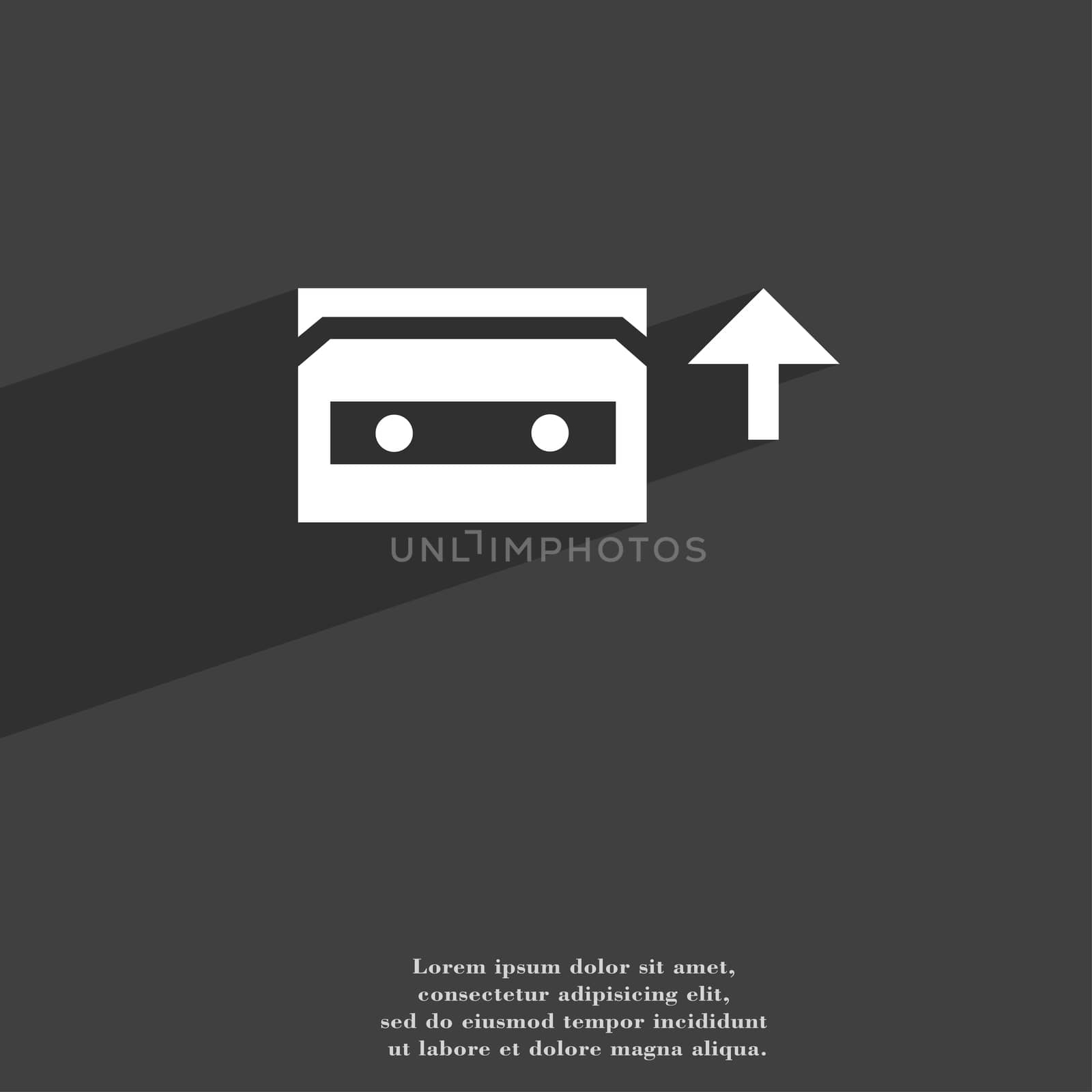 audio cassette icon symbol Flat modern web design with long shadow and space for your text. illustration