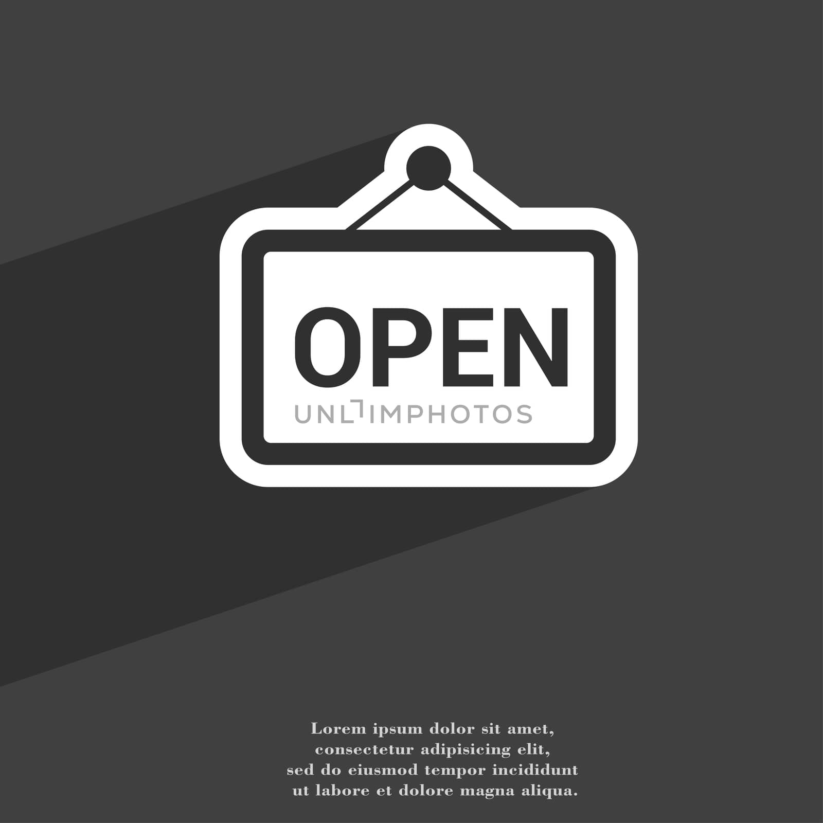 open icon symbol Flat modern web design with long shadow and space for your text.  by serhii_lohvyniuk