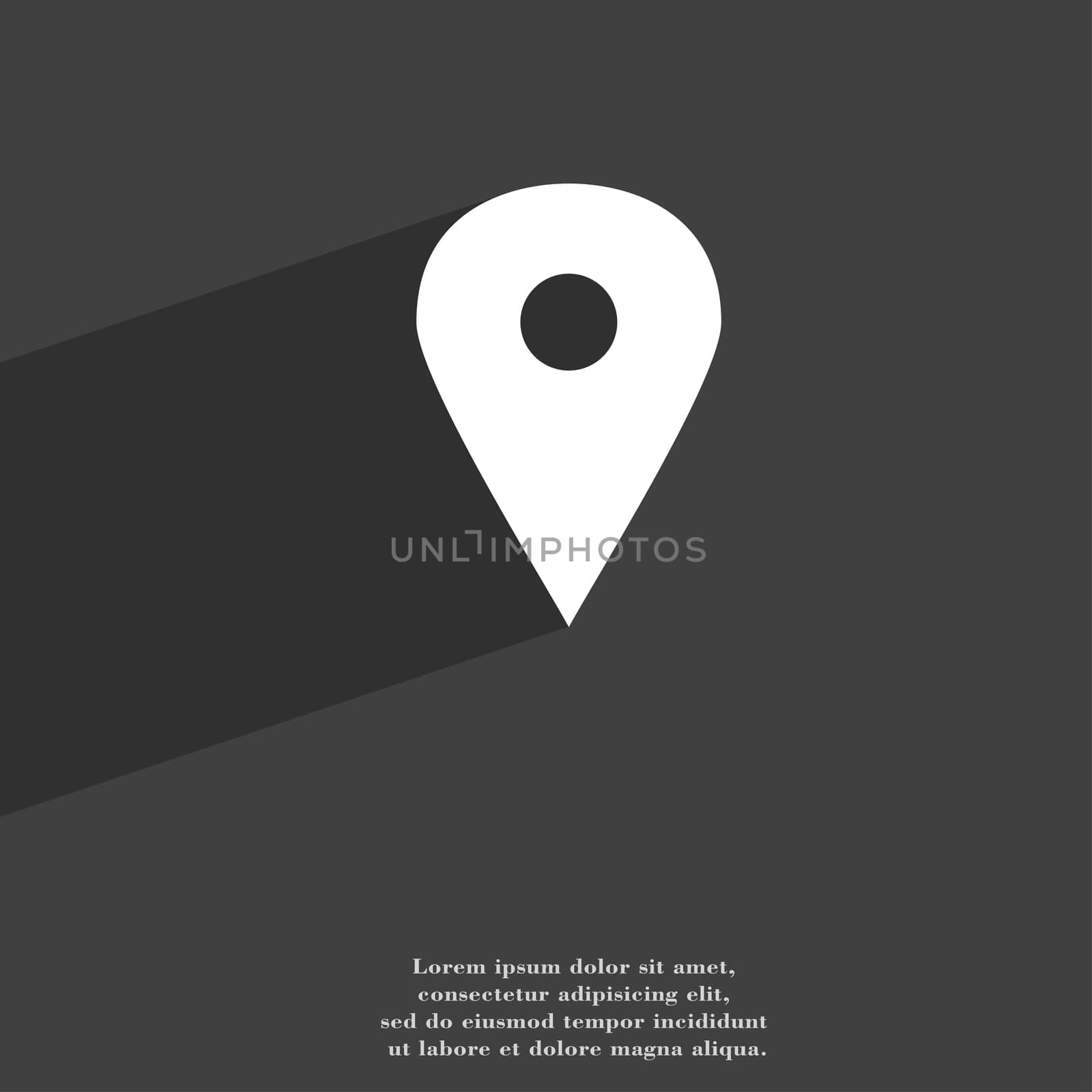Map pointer, GPS location icon symbol Flat modern web design with long shadow and space for your text. illustration