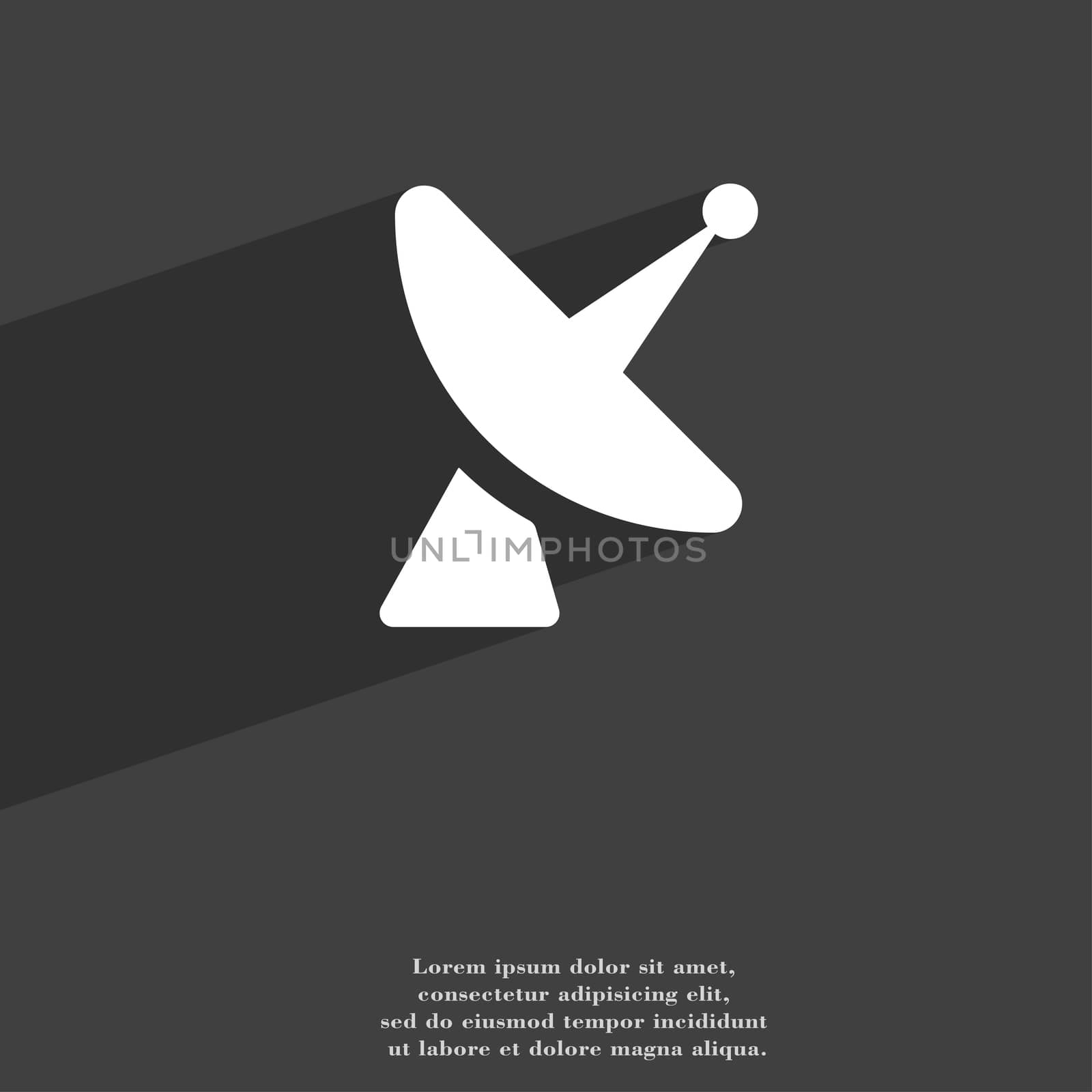 Satellite dish icon symbol Flat modern web design with long shadow and space for your text.  by serhii_lohvyniuk