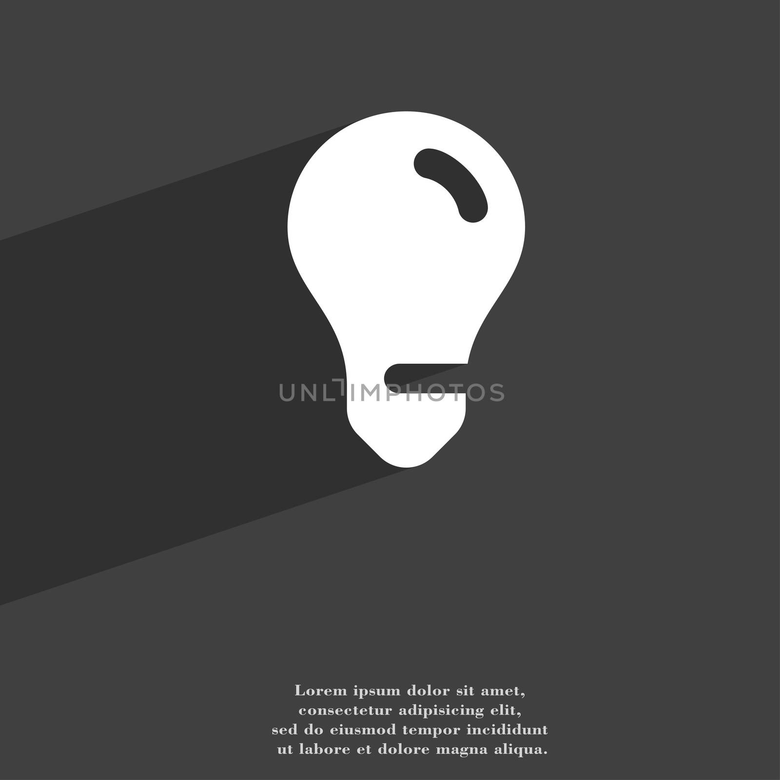 light bulb, idea icon symbol Flat modern web design with long shadow and space for your text. illustration