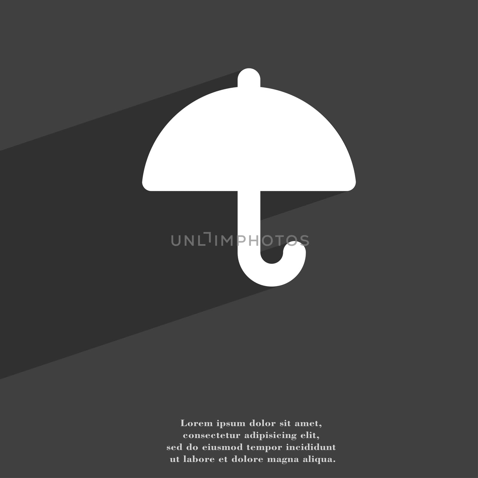 Umbrella icon symbol Flat modern web design with long shadow and space for your text. illustration