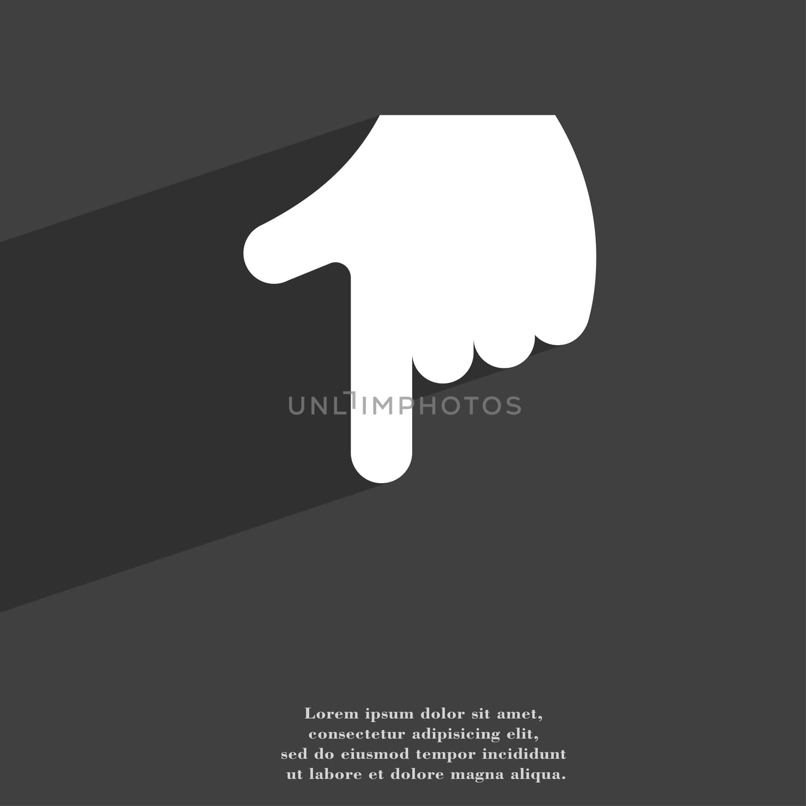 pointing hand icon symbol Flat modern web design with long shadow and space for your text. illustration