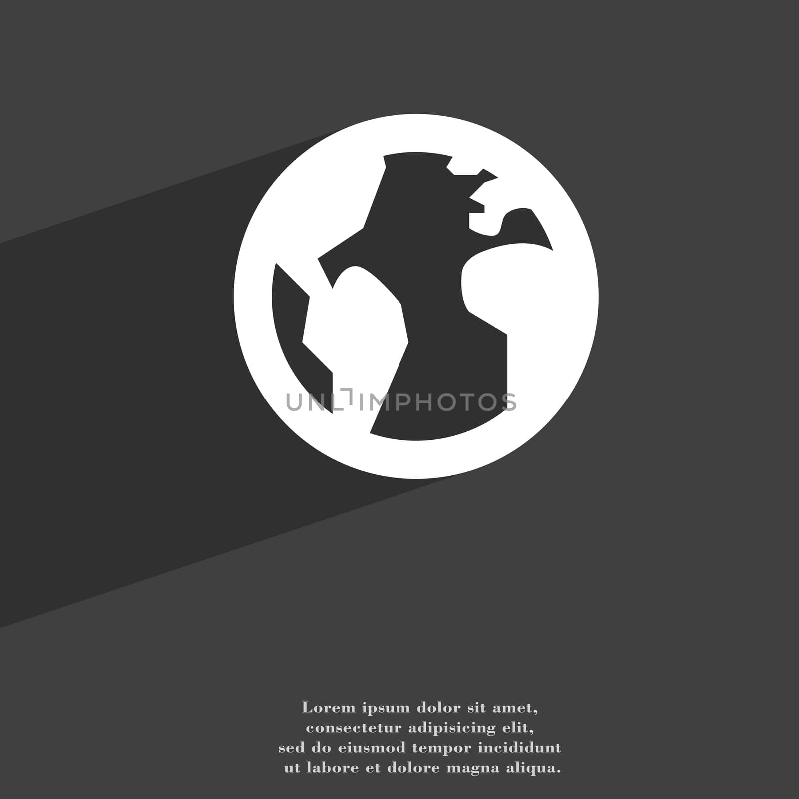 Globe, World map geography icon symbol Flat modern web design with long shadow and space for your text.  by serhii_lohvyniuk