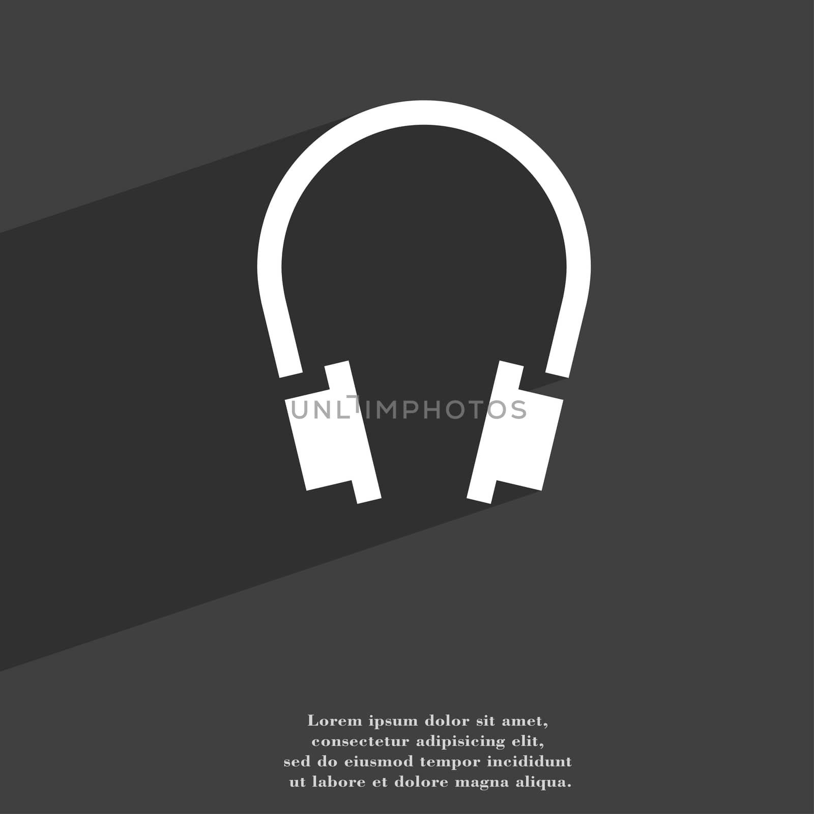 headsets icon symbol Flat modern web design with long shadow and space for your text.  by serhii_lohvyniuk