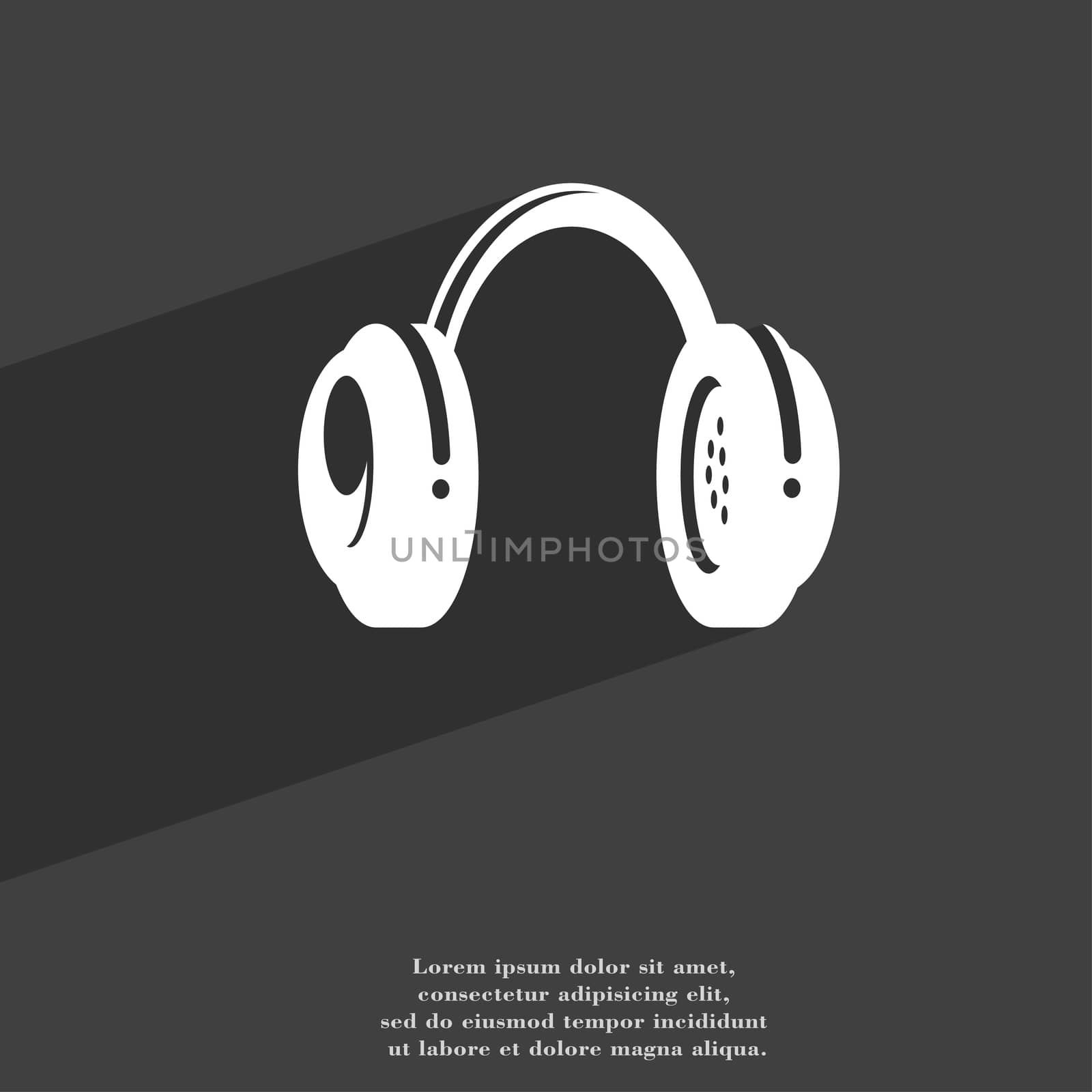 headsets icon symbol Flat modern web design with long shadow and space for your text. illustration